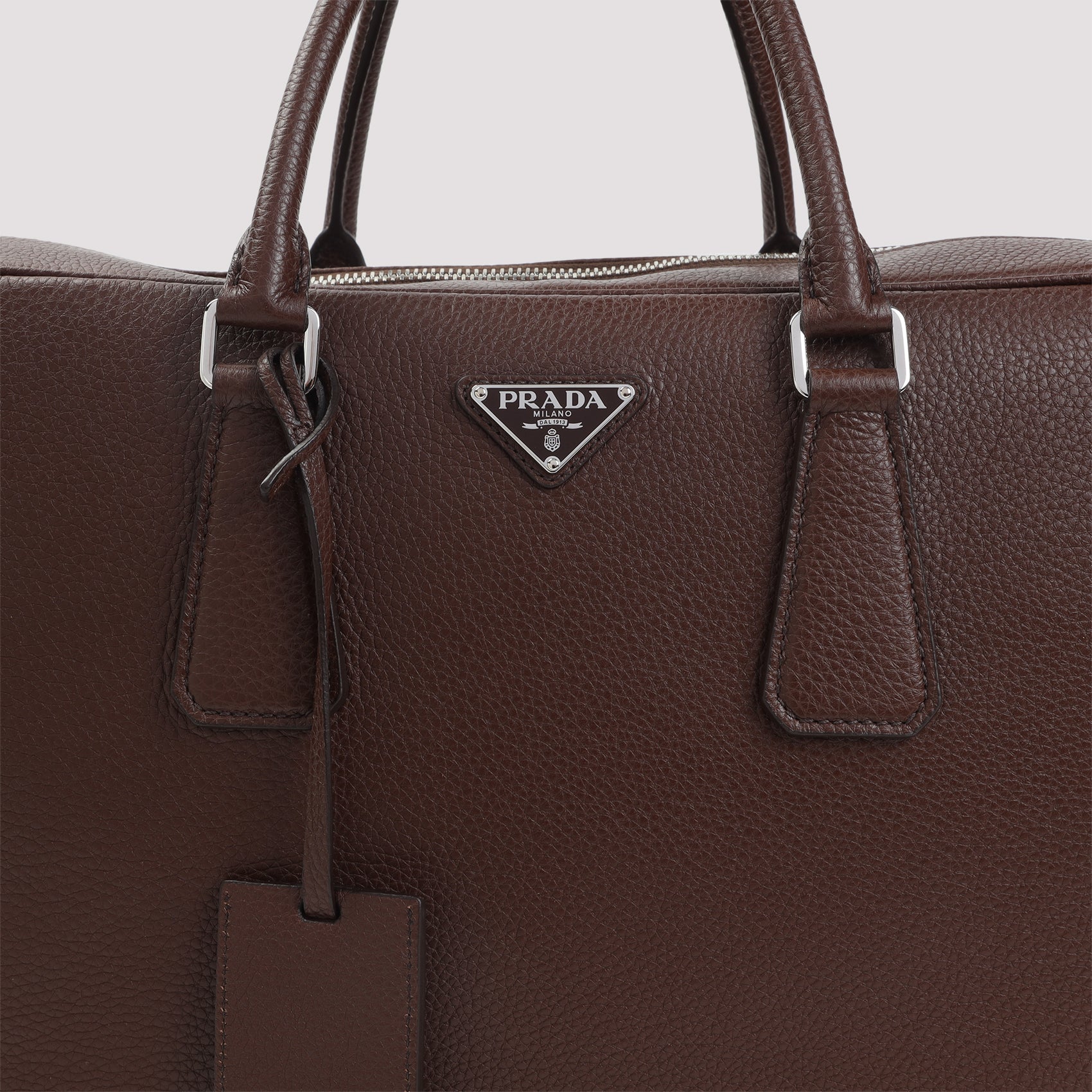 PRADA Grained Leather Tote Handbag - W:40cm H:28cm D:13cm