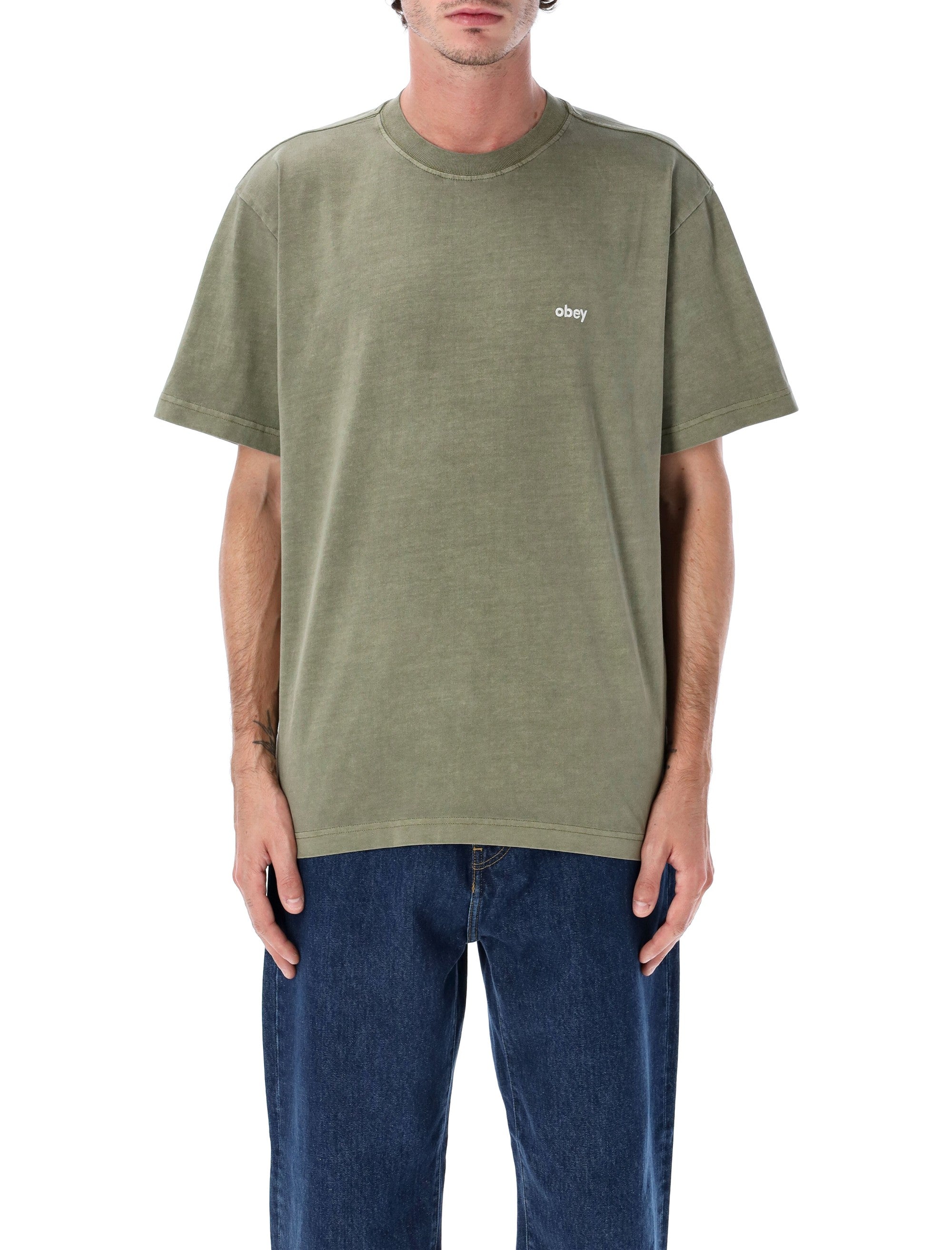 OBEY Lowercase Pigment Dyed Cotton T-Shirt - Regular Fit