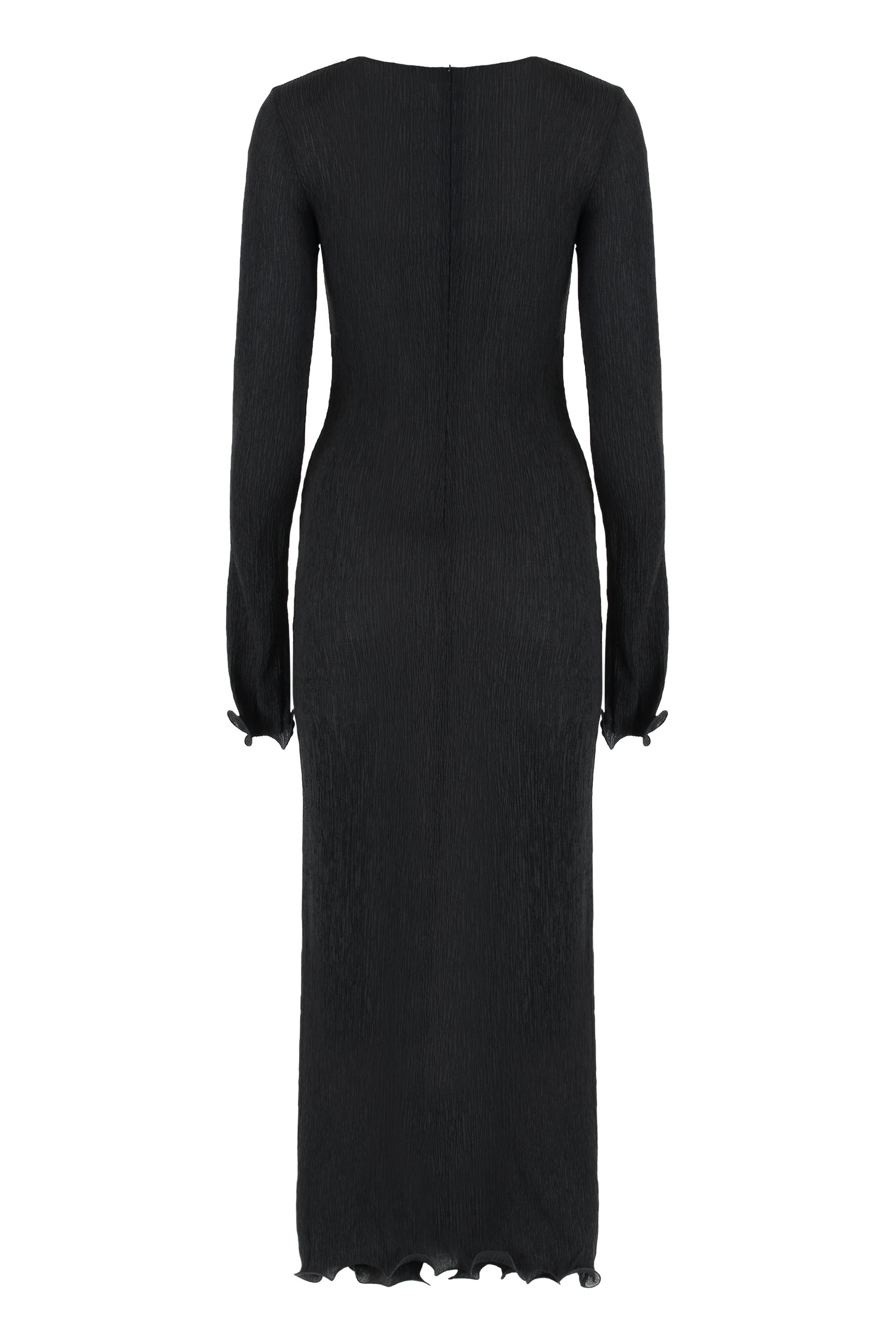 MAGDA BUTRYM Elegant Crepe Dress with Decorative Flowers and Cut-Out Detail
