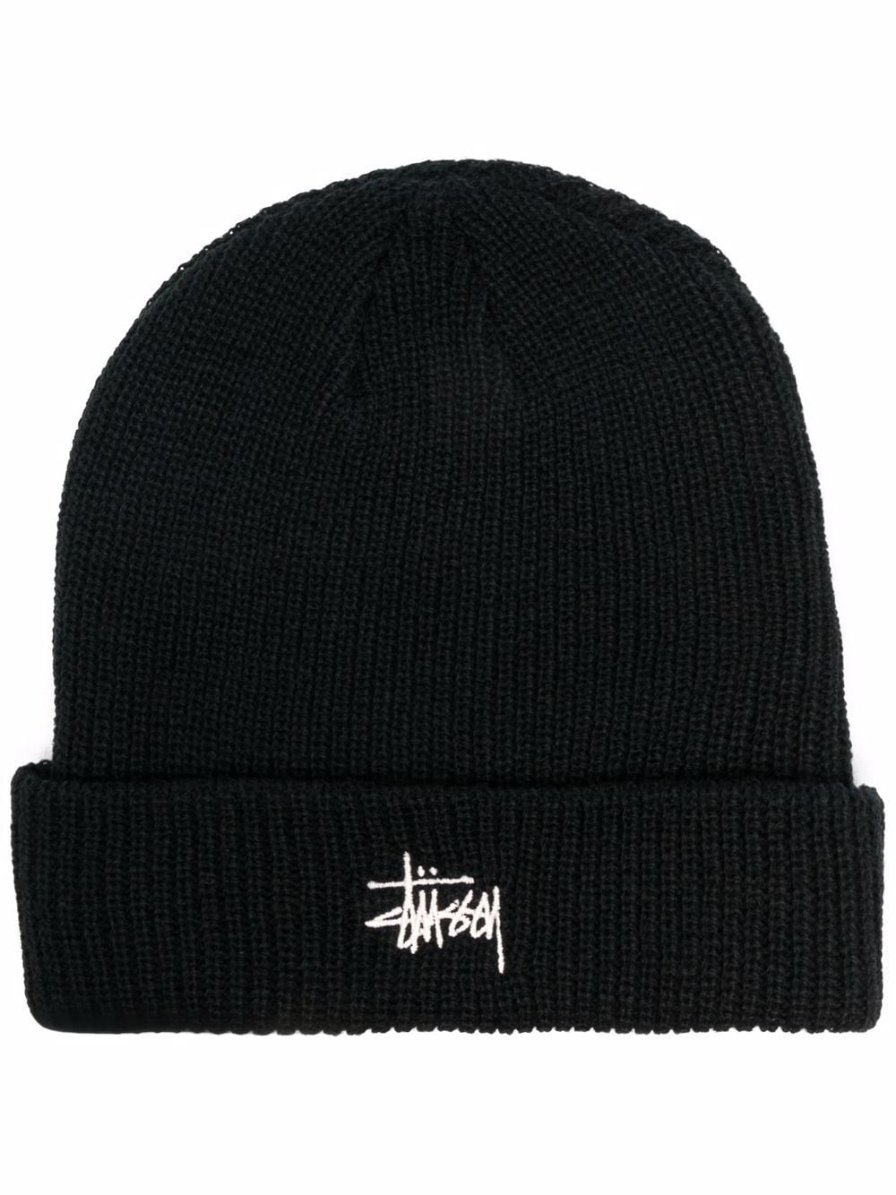 STUSSY Ribbed Knit Hat with Embroidered Logo