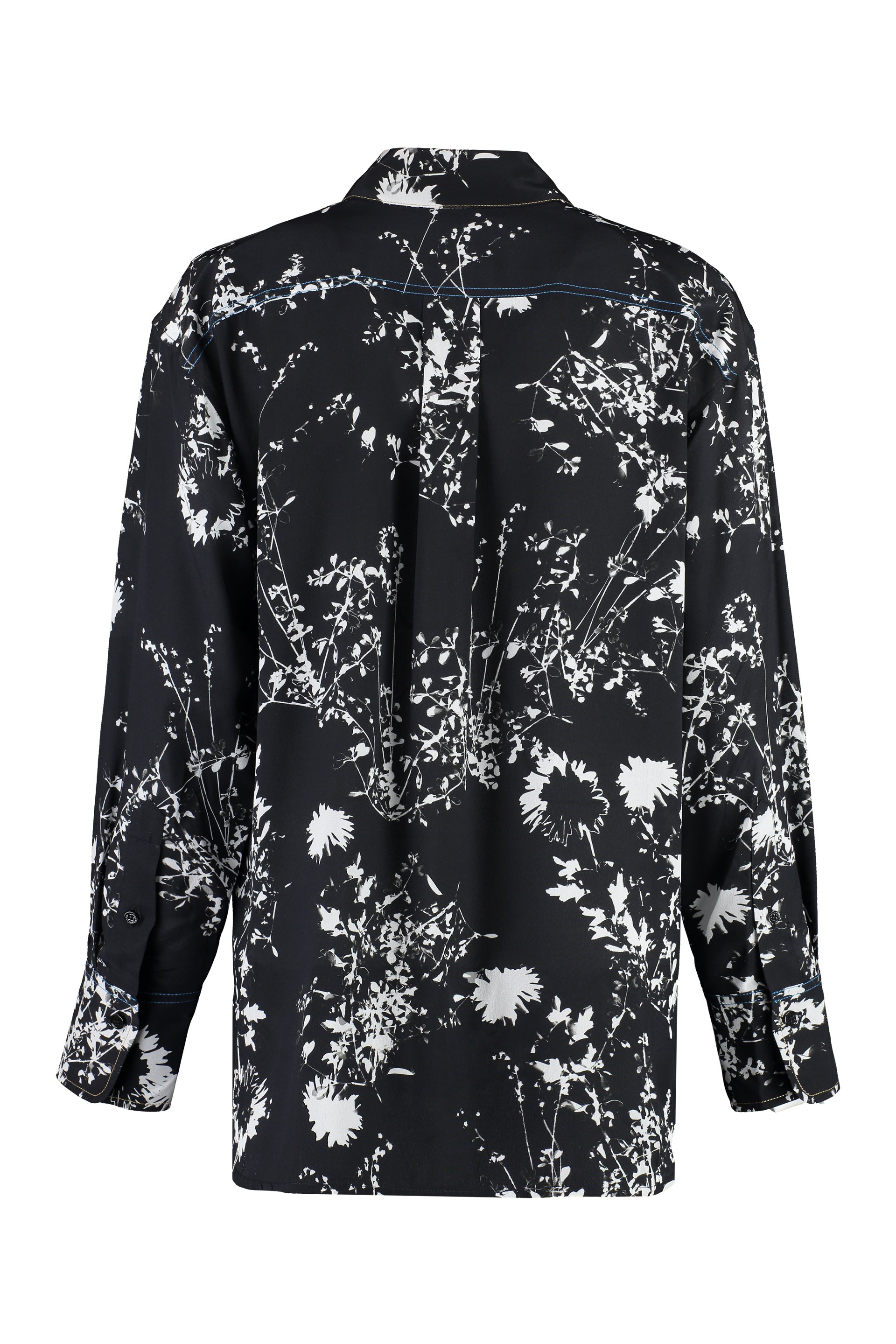 VICTORIA BECKHAM Printed Silk Shirt with Contrast Stitching