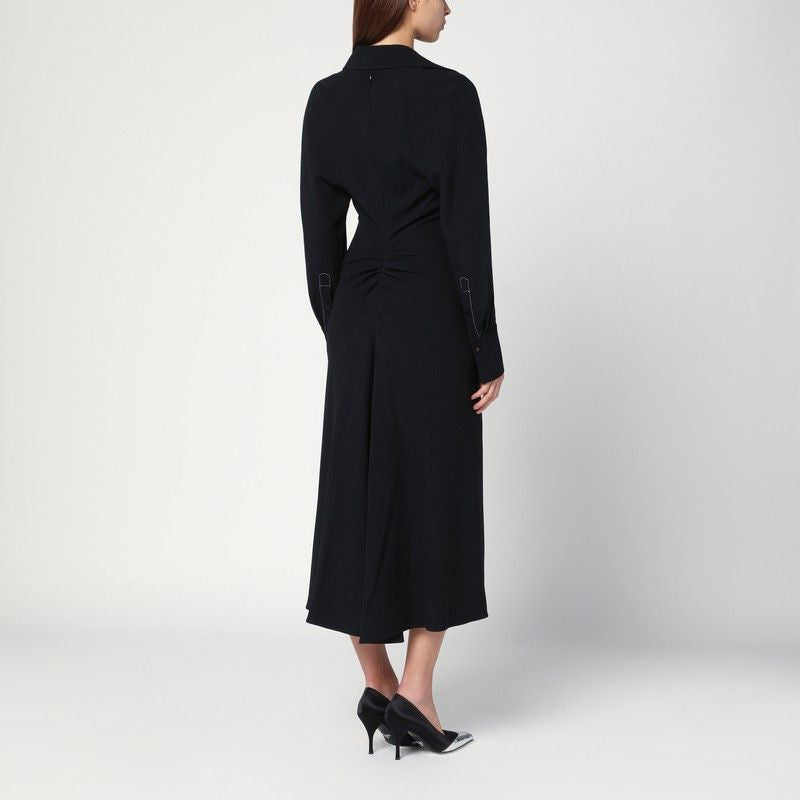 VICTORIA BECKHAM Sophisticated Satin Midi Shirt Dress