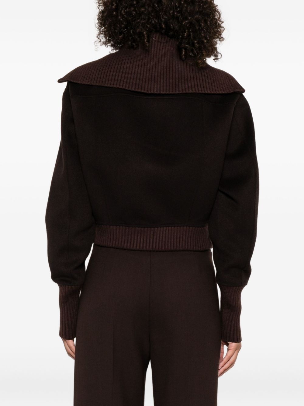 VICTORIA BECKHAM Cropped High Neck Wool Blend Jacket for Women