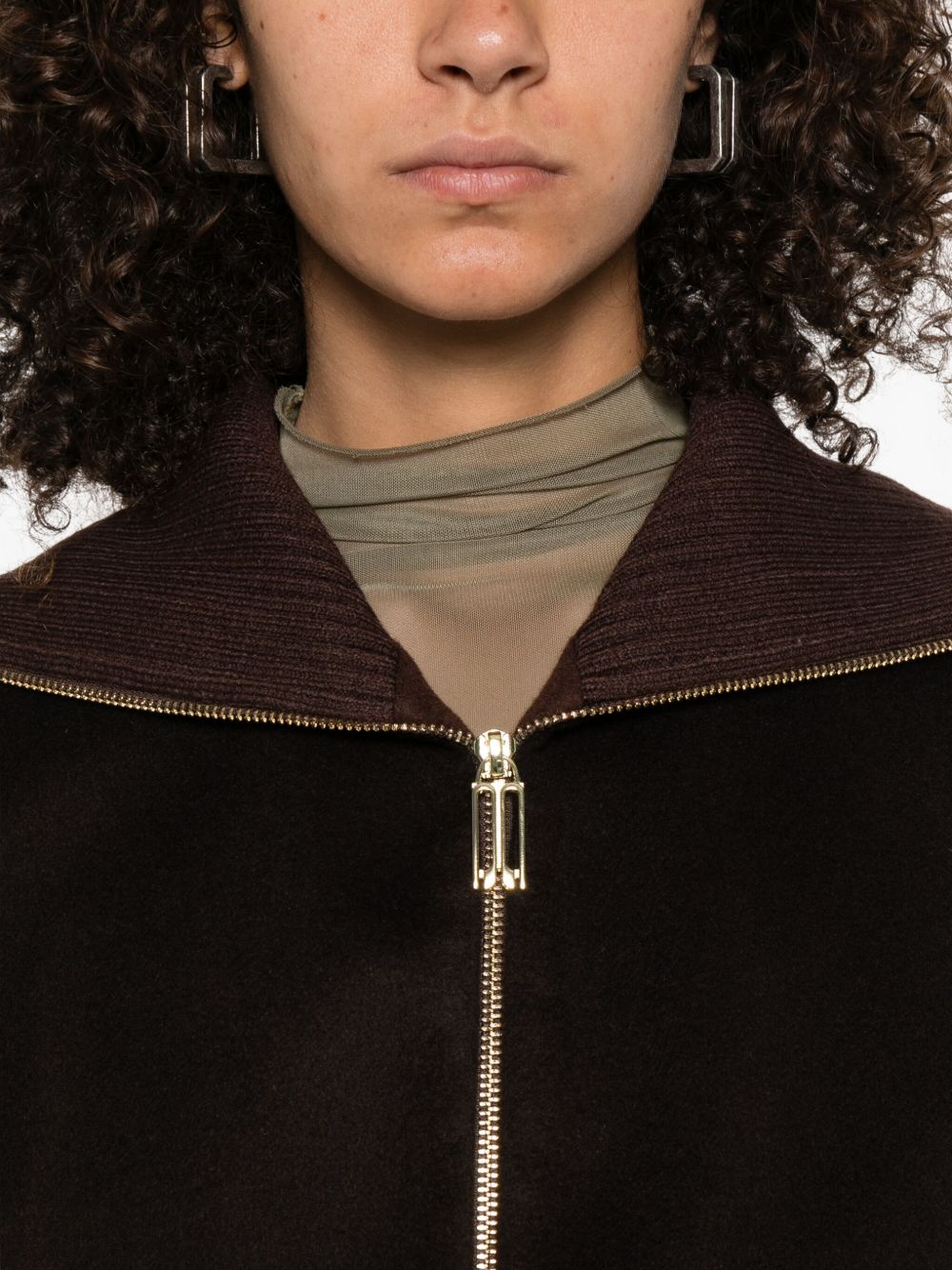 VICTORIA BECKHAM Cropped High Neck Wool Blend Jacket for Women