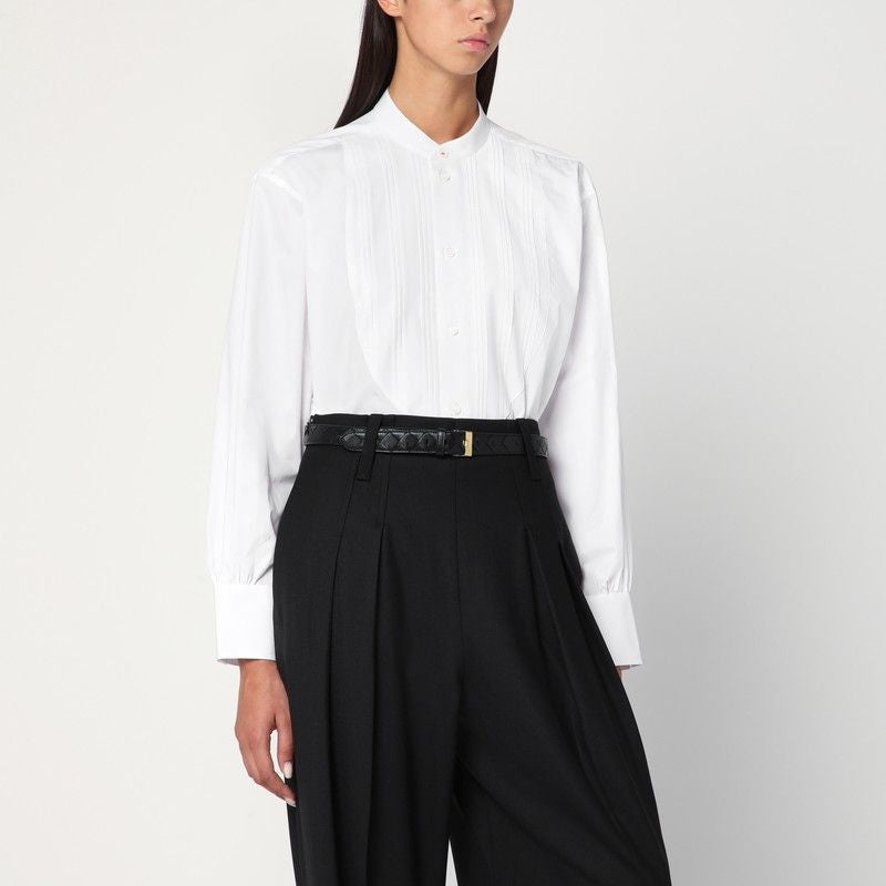 VICTORIA BECKHAM Organic Cotton White Shirt with Mandarin Collar for Women