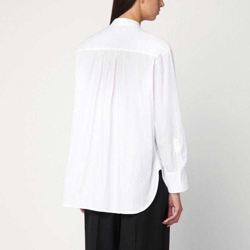 VICTORIA BECKHAM Organic Cotton White Shirt with Mandarin Collar for Women