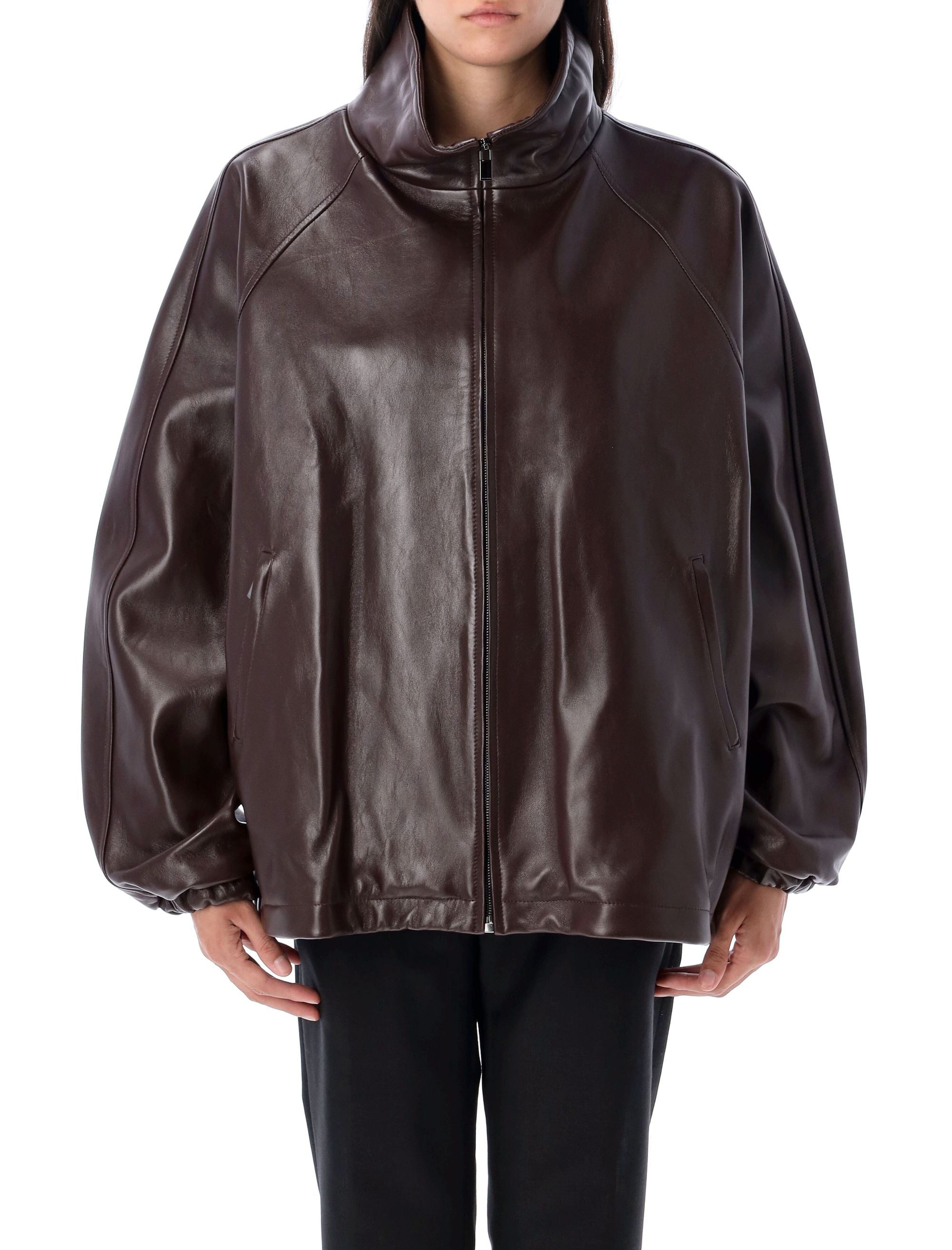 MAGDA BUTRYM Oversized Leather Bomber Jacket - Women’s Size 36