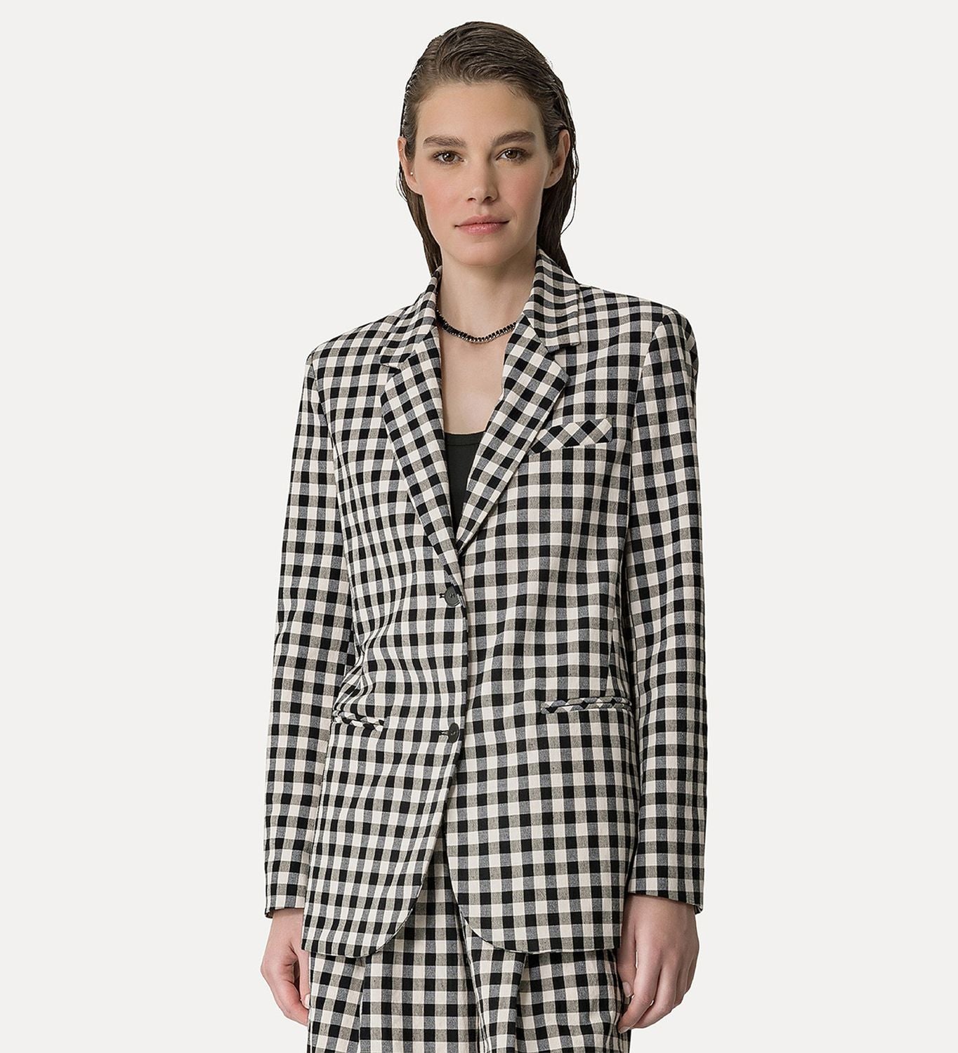 FORTE FORTE Oversized Gingham Jacket for Women - SS25