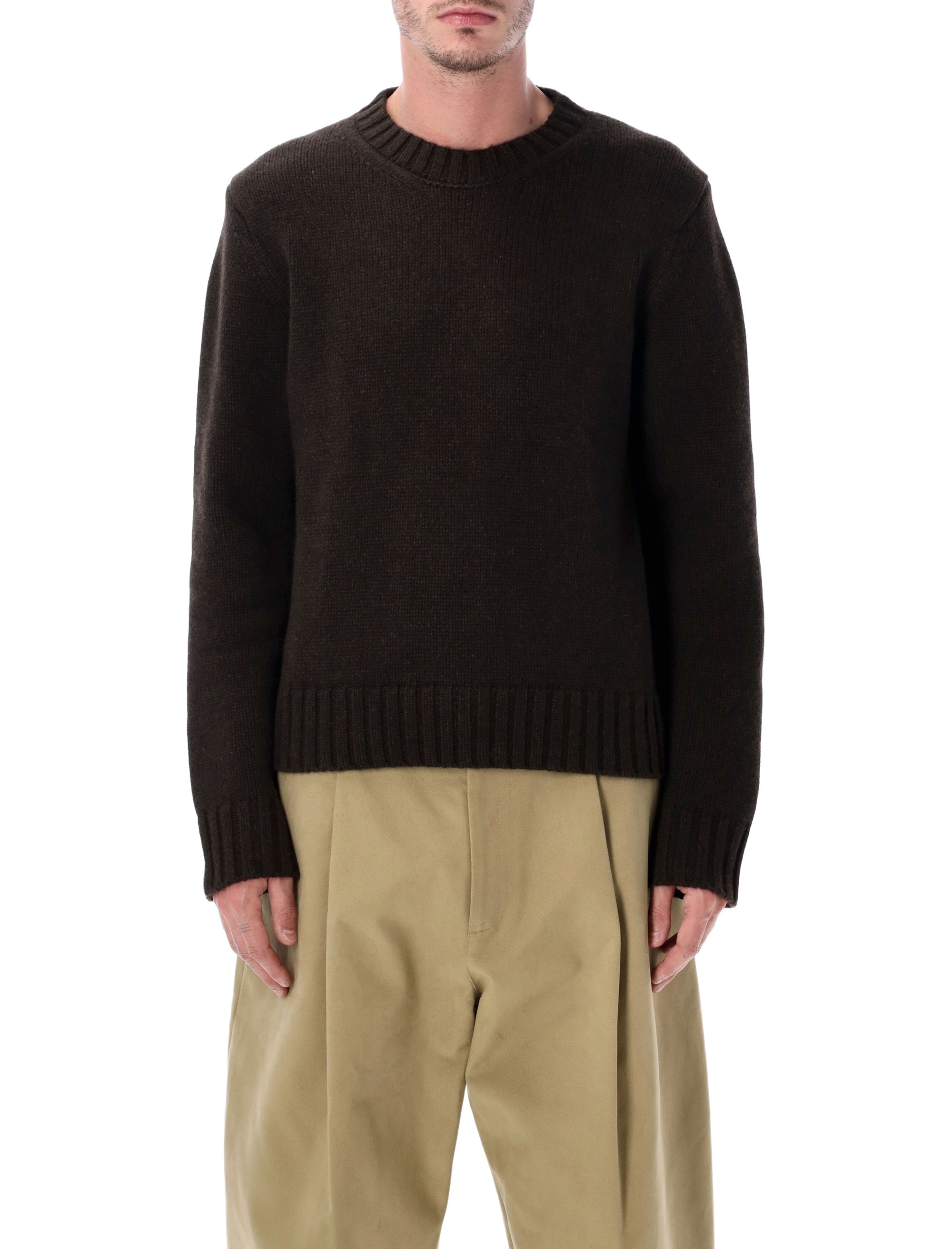 STUDIO NICHOLSON Men's Regular Fit Crew Neck Yak and Merino Wool Knit Sweater