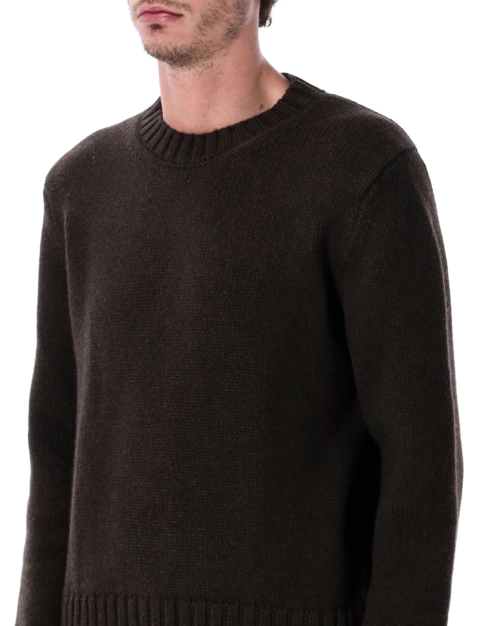 STUDIO NICHOLSON Men's Regular Fit Crew Neck Yak and Merino Wool Knit Sweater
