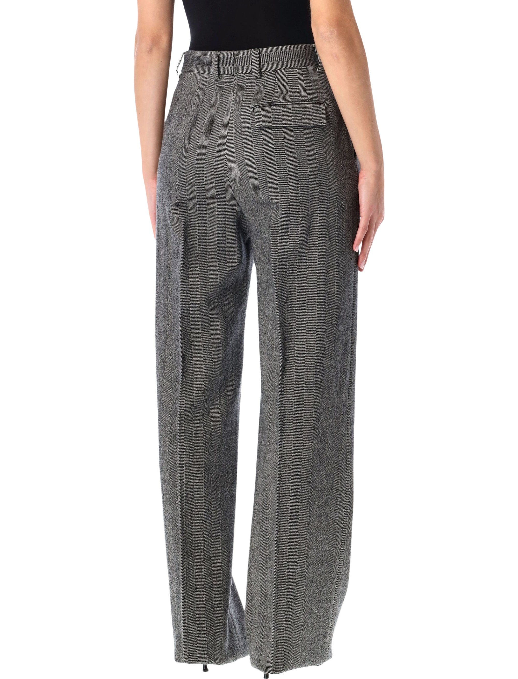 Ferragamo Tailored Wool Chevron Trousers - Size 40