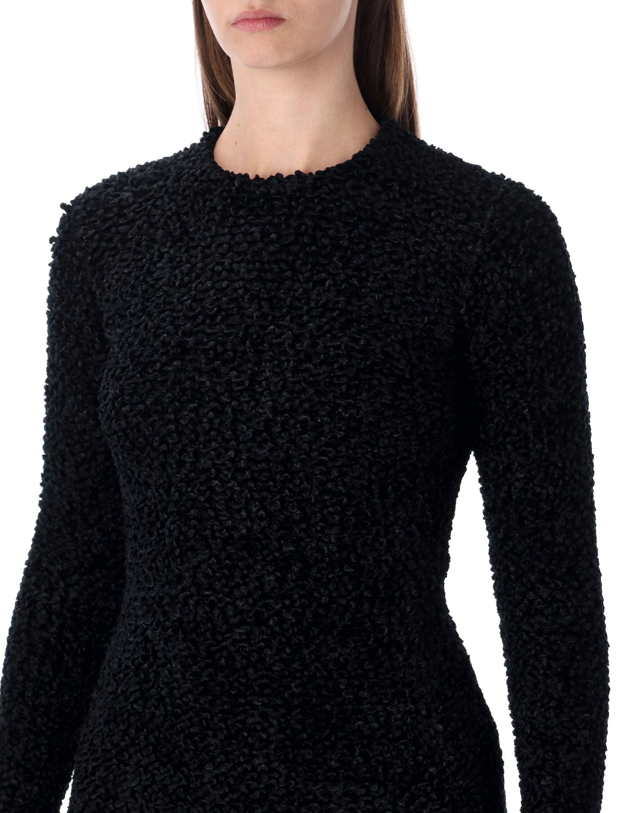 Ferragamo Mini Short Astrakhan-Effect Knit Dress