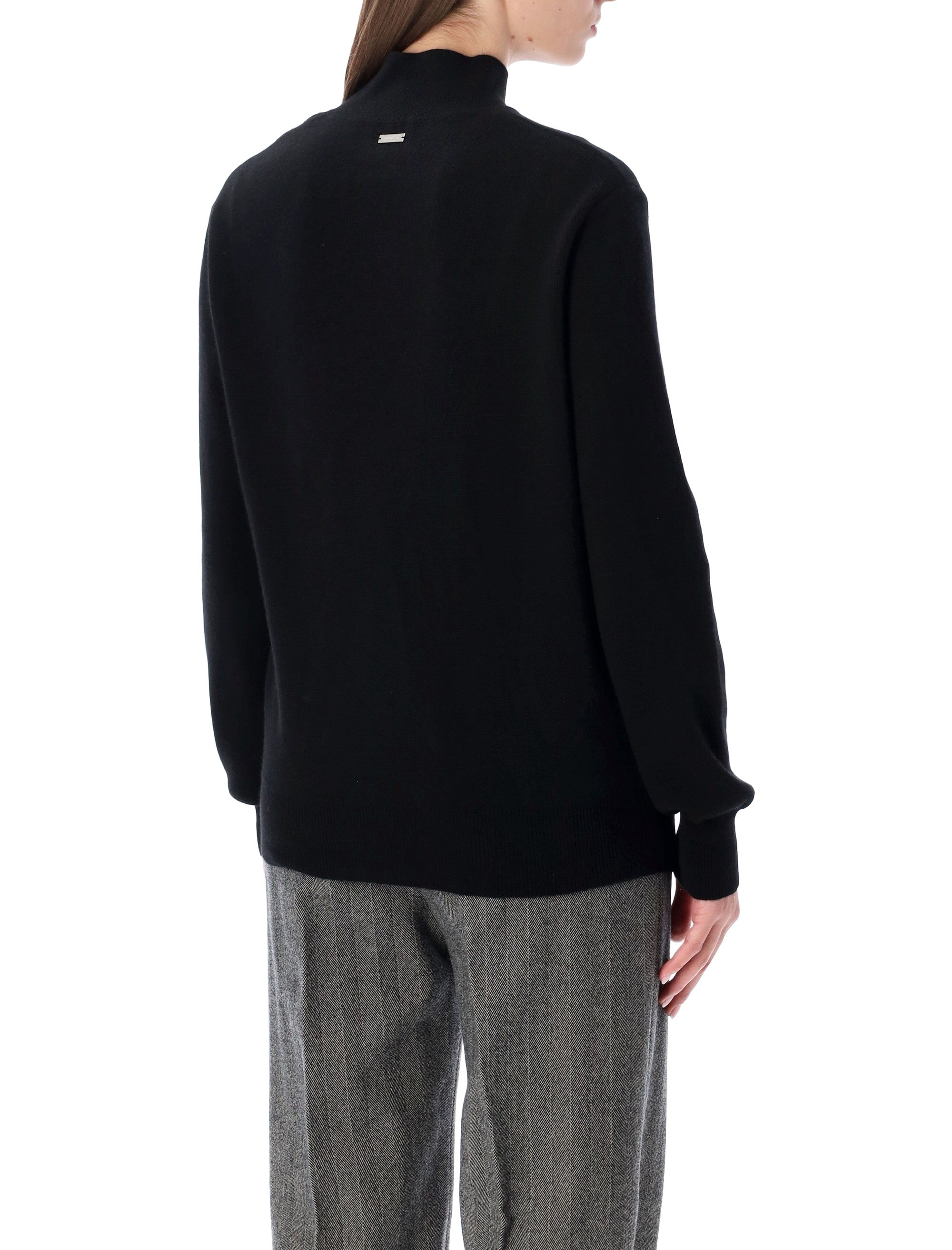 Ferragamo Mock-Neck Cashmere-Blend Sweater with Floral Appliqués - Women's Size S