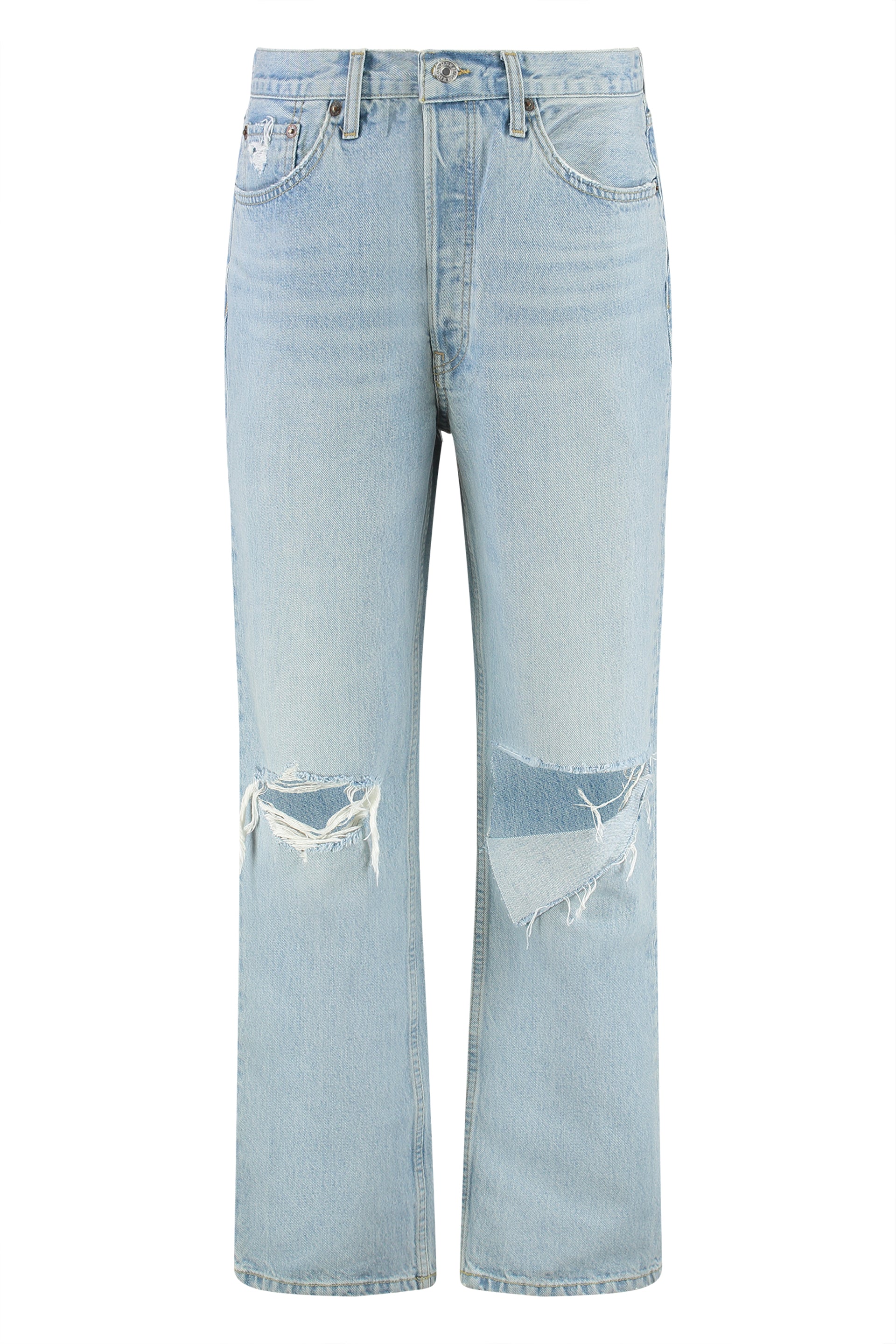 RE/DONE 5-Pocket Straight-Leg Distressed Jeans