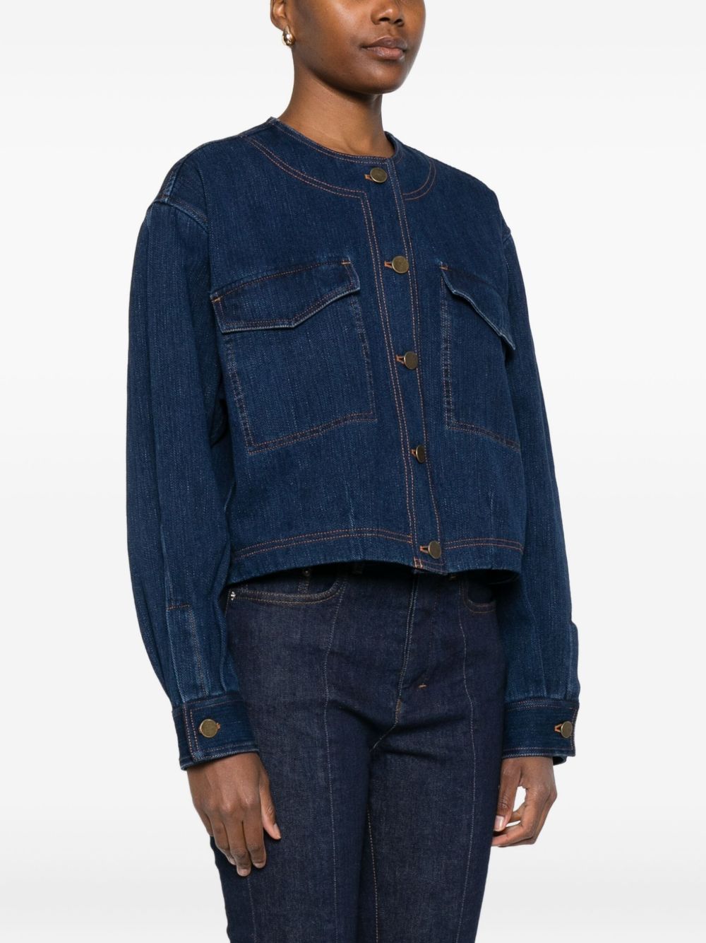 FORTE FORTE Cotton Denim Overshirt for Women - Button Front with Patch Pockets