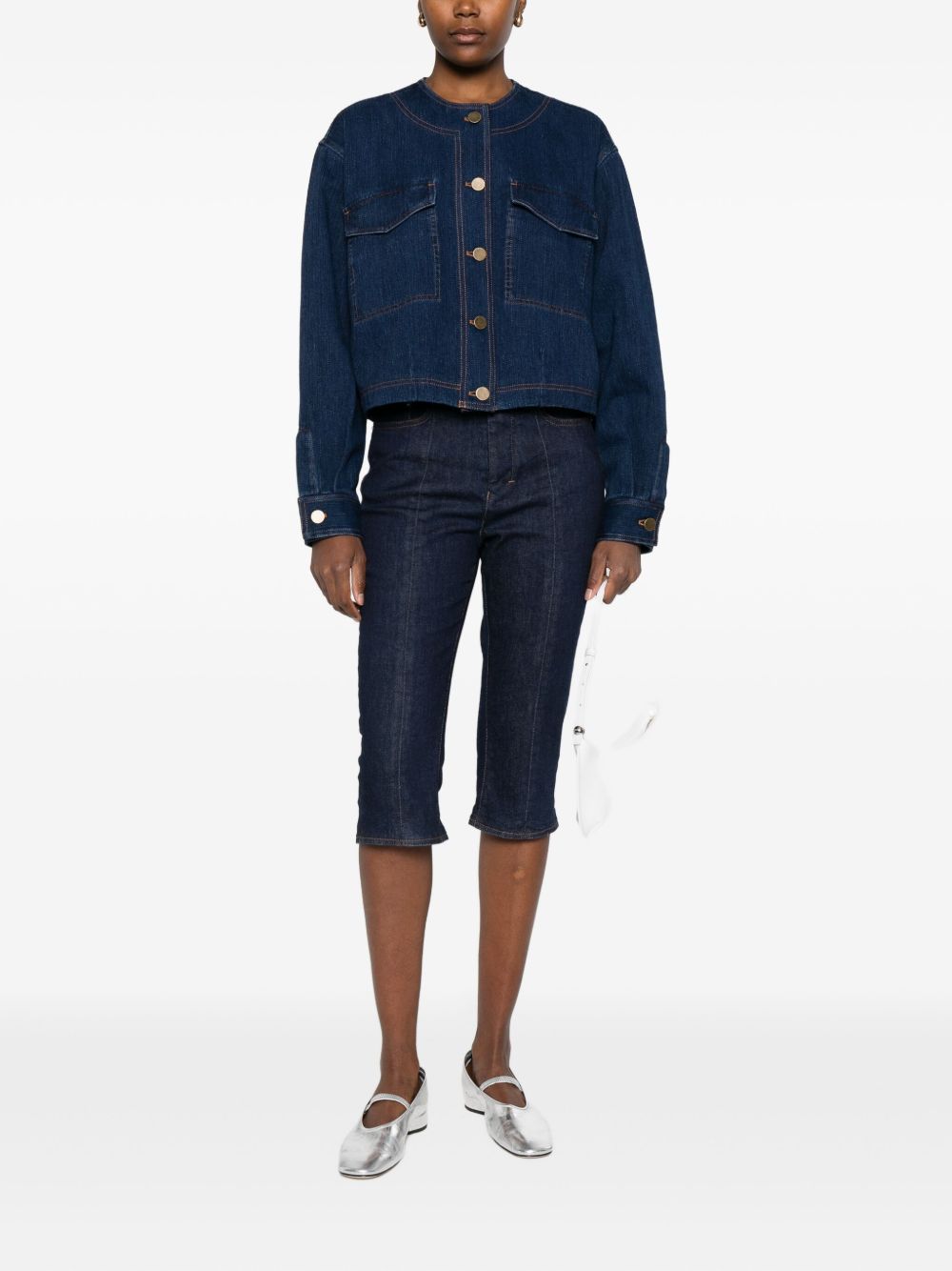 FORTE FORTE Cotton Denim Overshirt for Women - Button Front with Patch Pockets