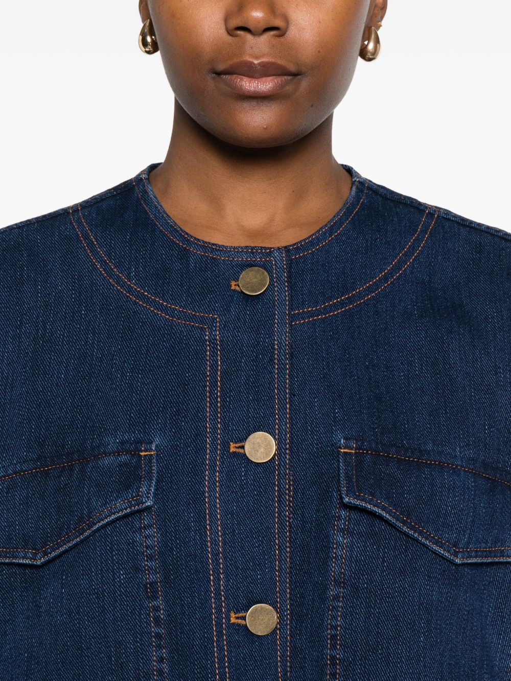 FORTE FORTE Cotton Denim Overshirt for Women - Button Front with Patch Pockets