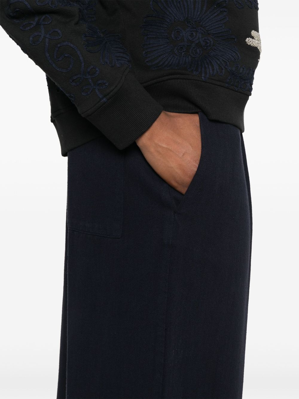 FORTE FORTE Flared Cotton Trousers with Elastic Waistband