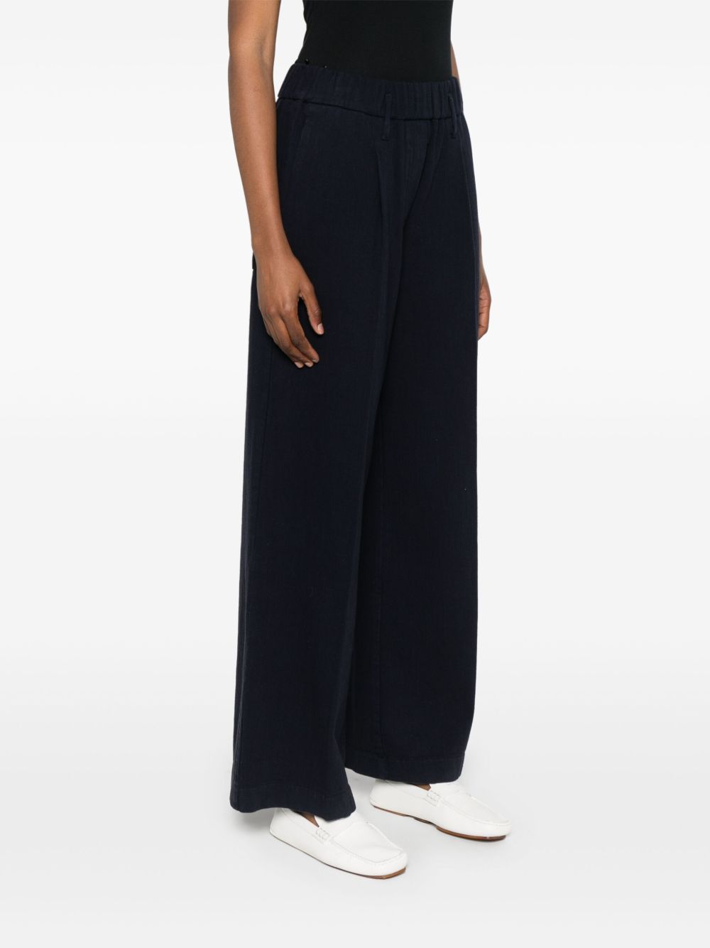 FORTE FORTE Flared Cotton Trousers with Elastic Waistband