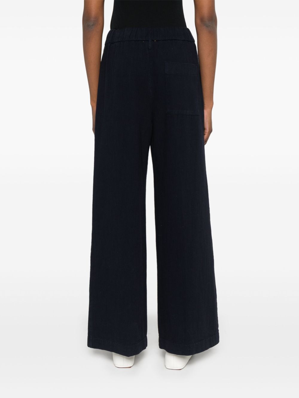 FORTE FORTE Flared Cotton Trousers with Elastic Waistband