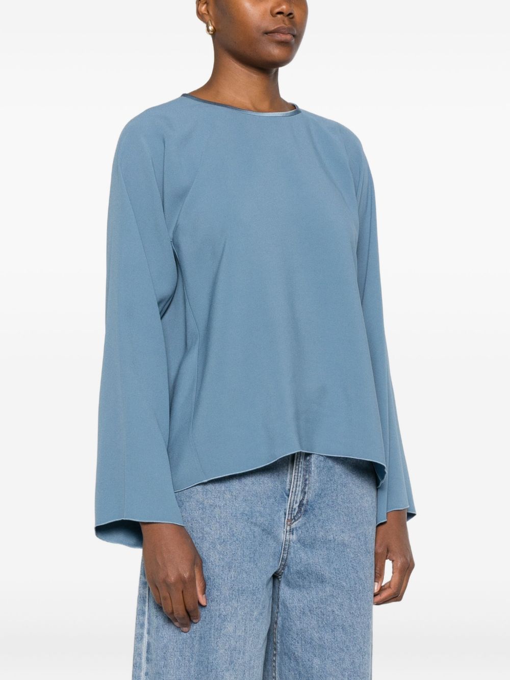 FORTE FORTE Elegant Satin Blouse for Women - Round Neck with Straight Hem