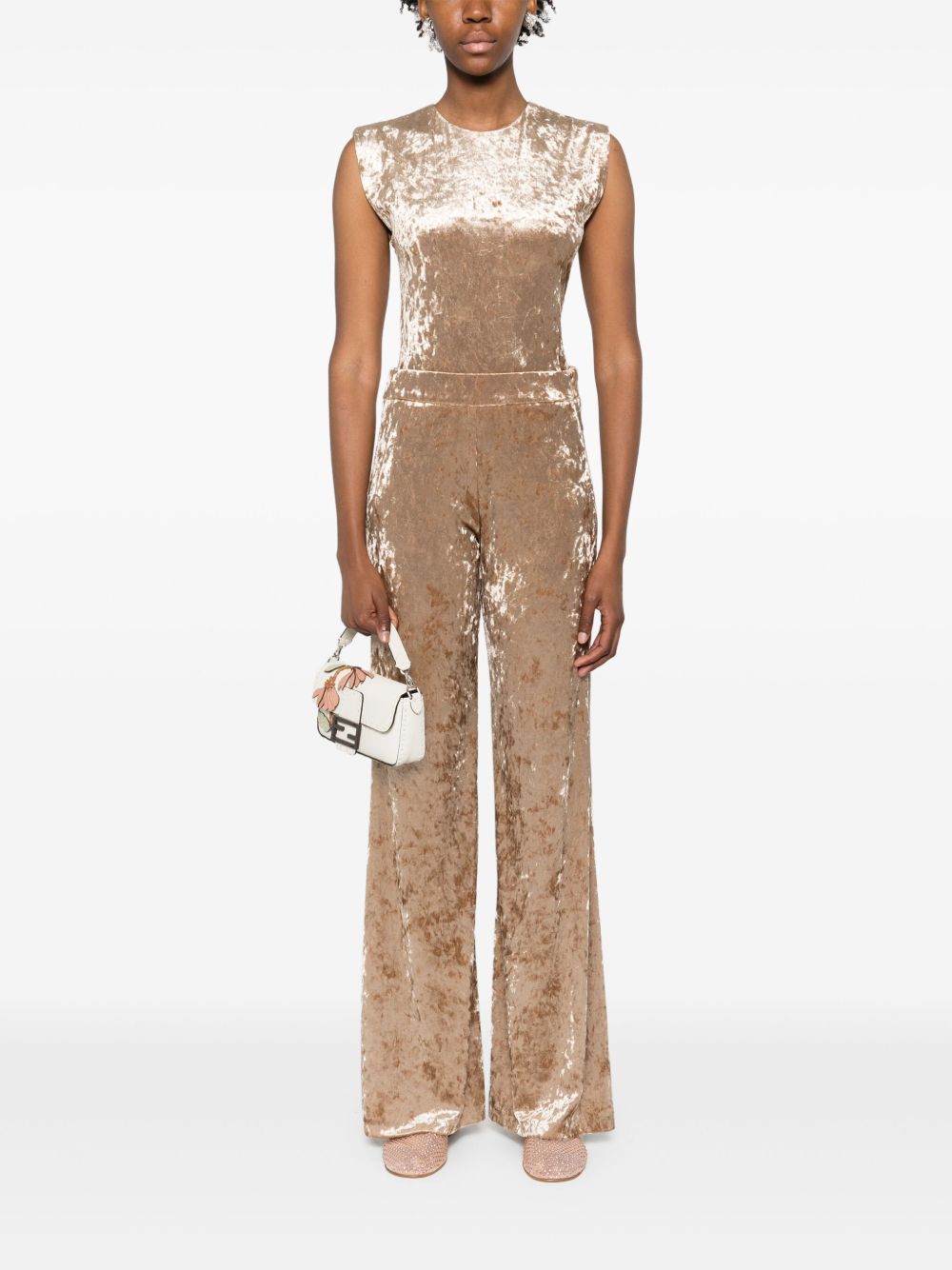 FORTE FORTE High-Waisted Velvet Flare Trousers