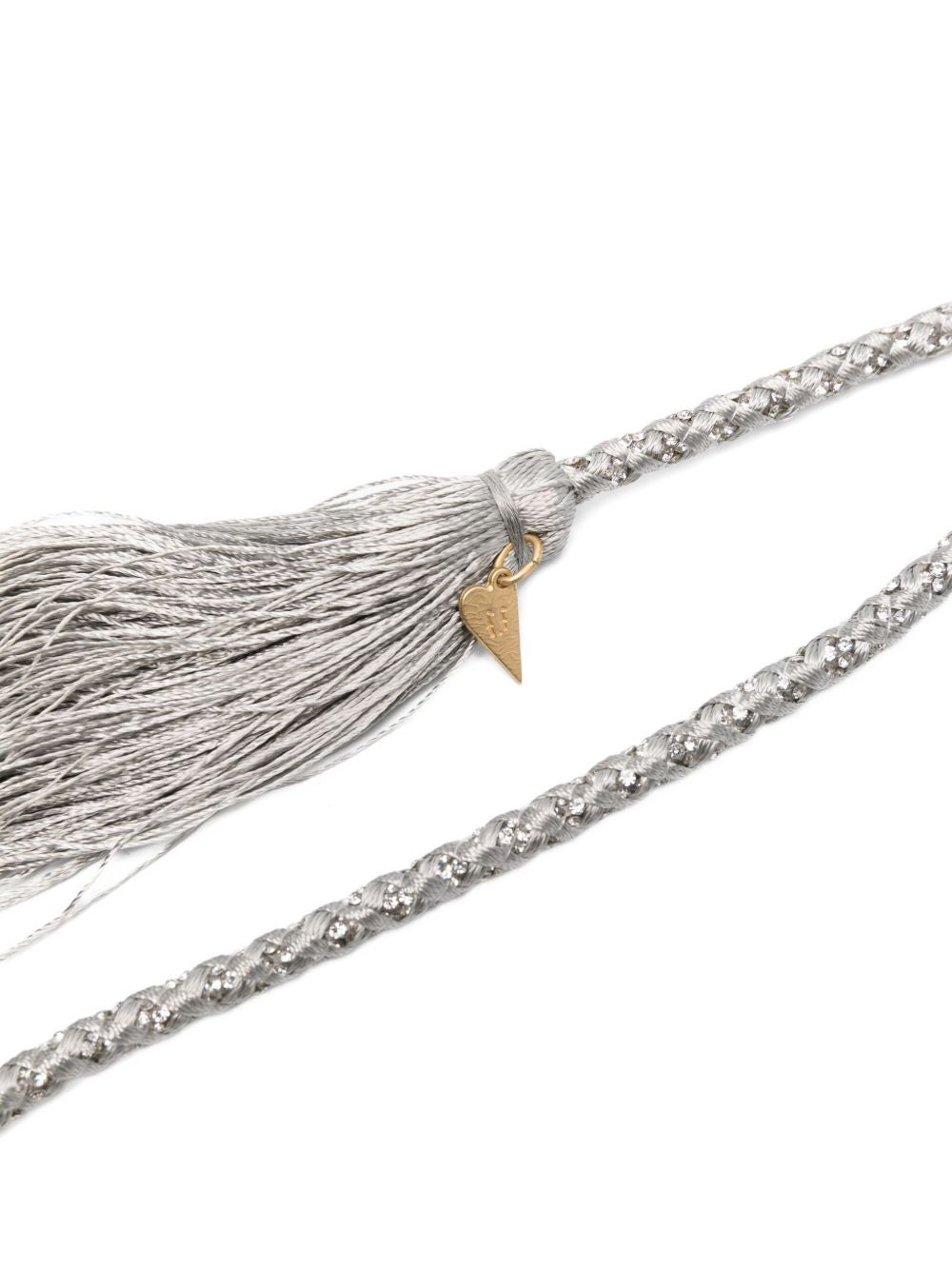 FORTE FORTE Crystal Embellished Braided Tassel Belt
