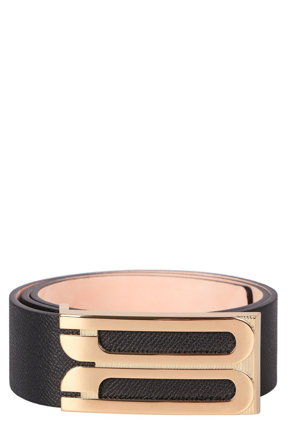 VICTORIA BECKHAM Saffiano Leather Belt with Gold Buckle