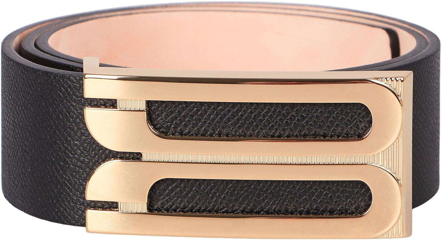 VICTORIA BECKHAM Saffiano Leather Belt with Gold Buckle