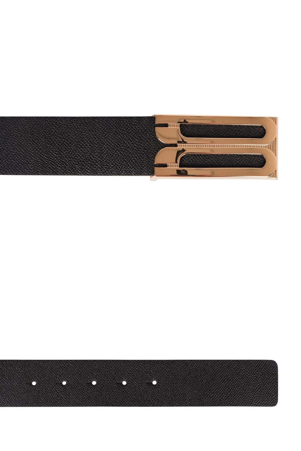VICTORIA BECKHAM Saffiano Leather Belt with Gold Buckle