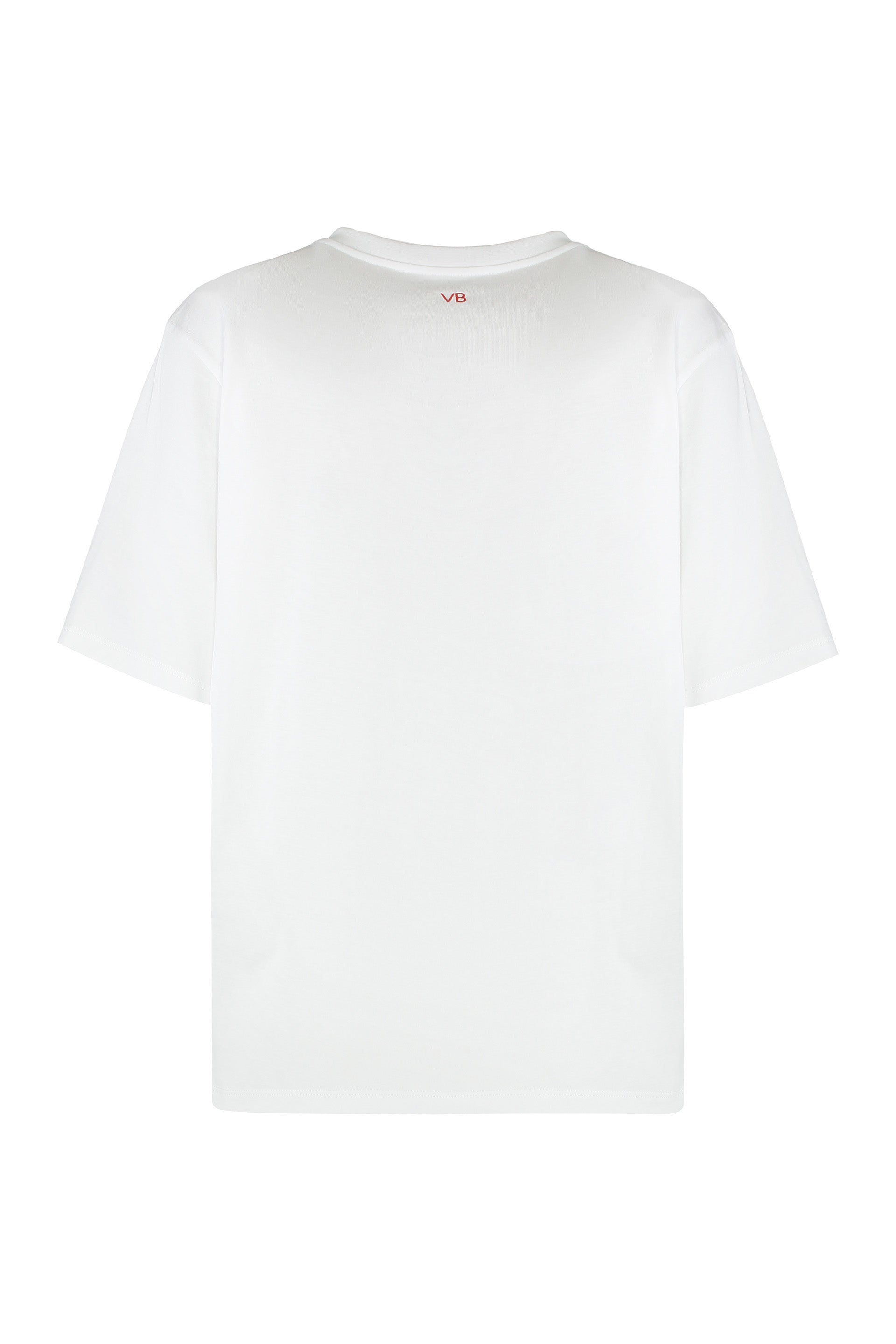 VICTORIA BECKHAM Cotton T-Shirt with Contrast Print - Regular Fit