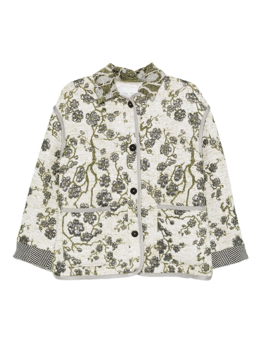 FORTE FORTE Floral Buttoned Textured Weave Outerwear
