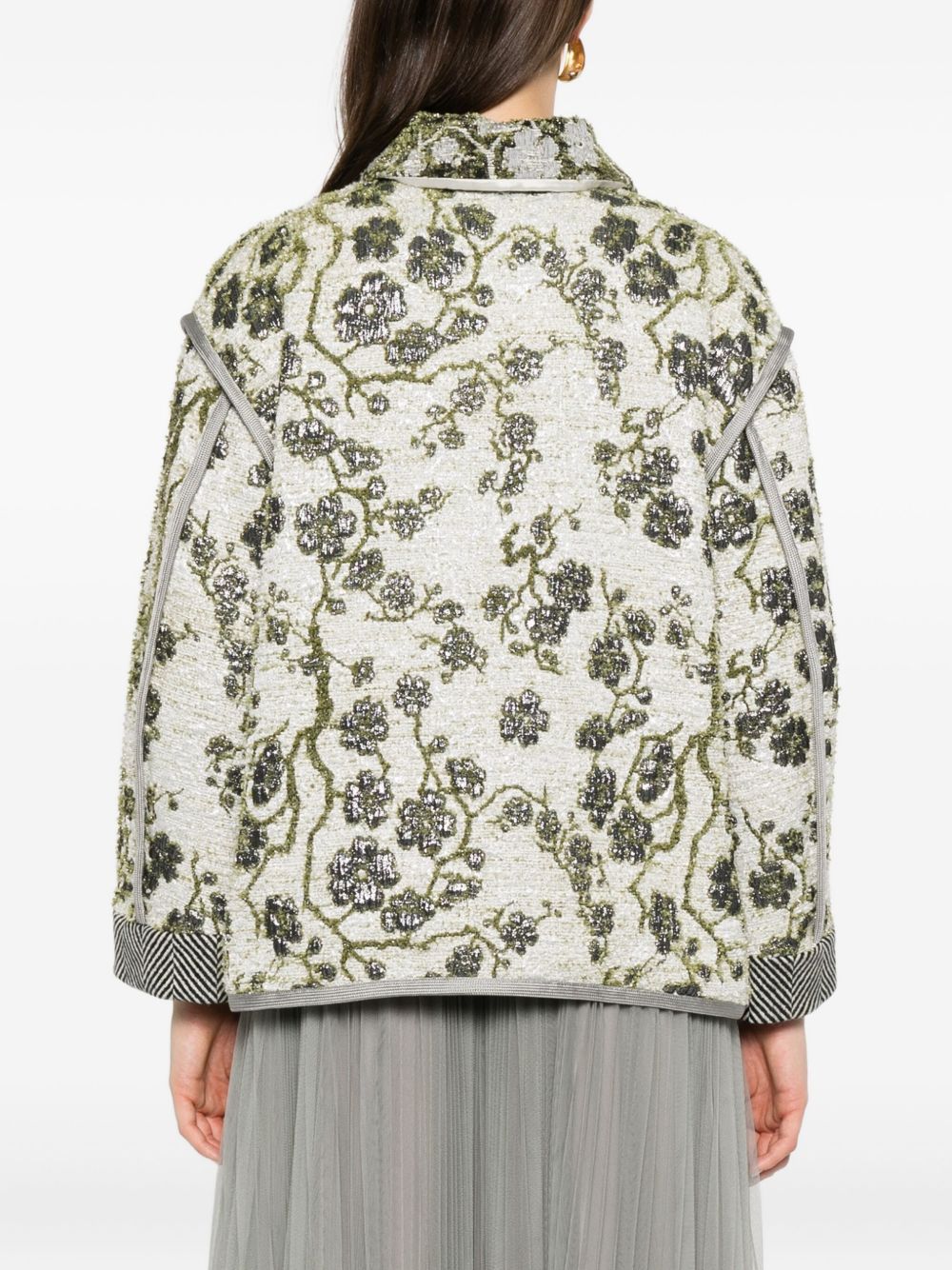 FORTE FORTE Floral Buttoned Textured Weave Outerwear