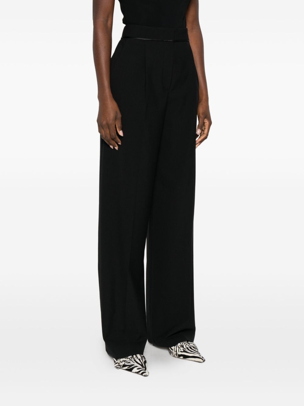 FORTE FORTE High-Waisted Straight Leg Wool Blend Trousers