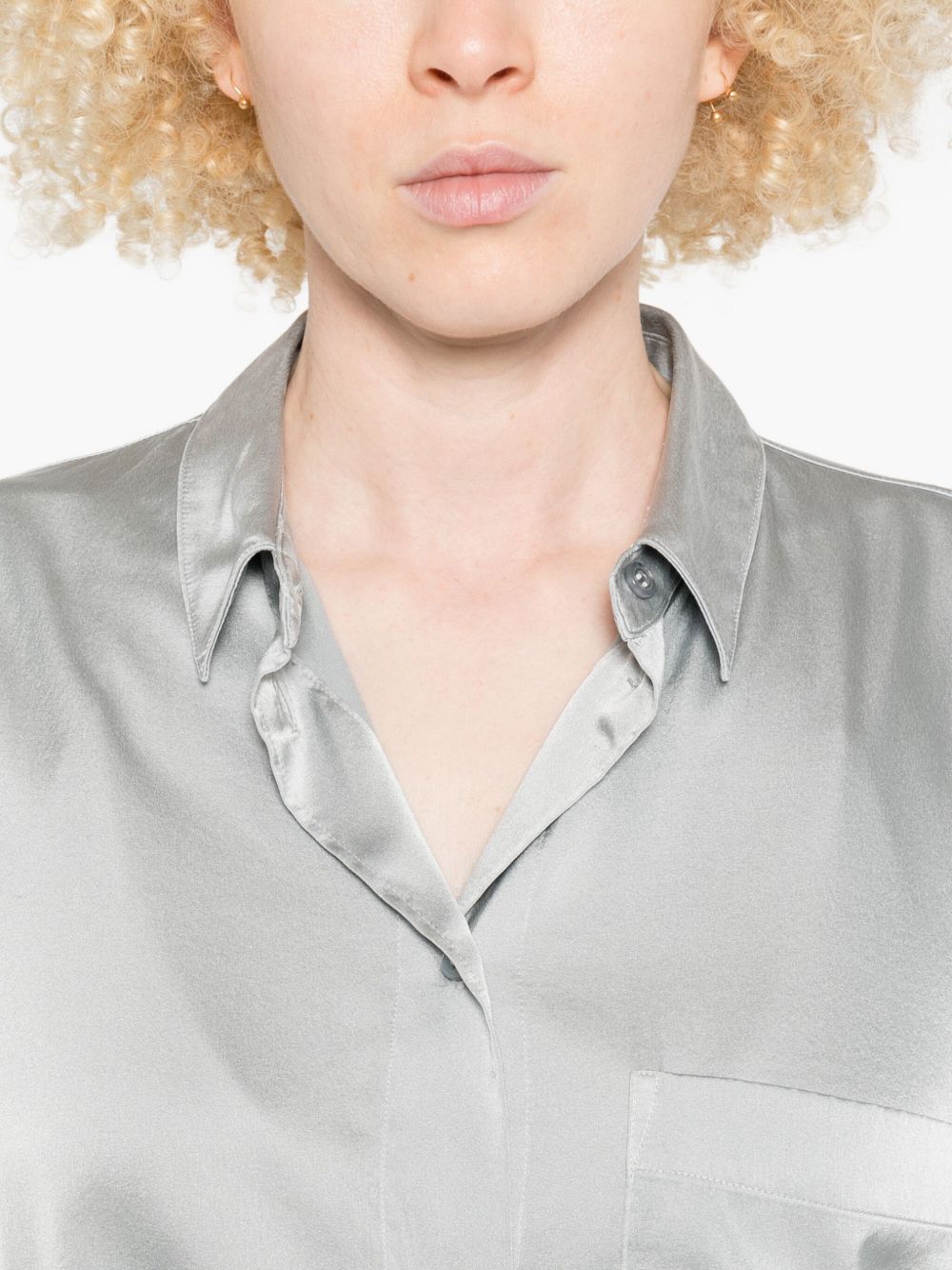 FORTE FORTE Classic Silk Long Sleeve Shirt