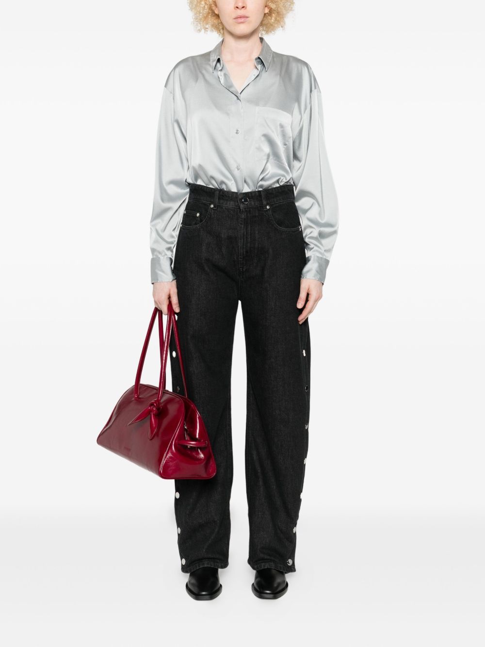 FORTE FORTE Classic Silk Long Sleeve Shirt