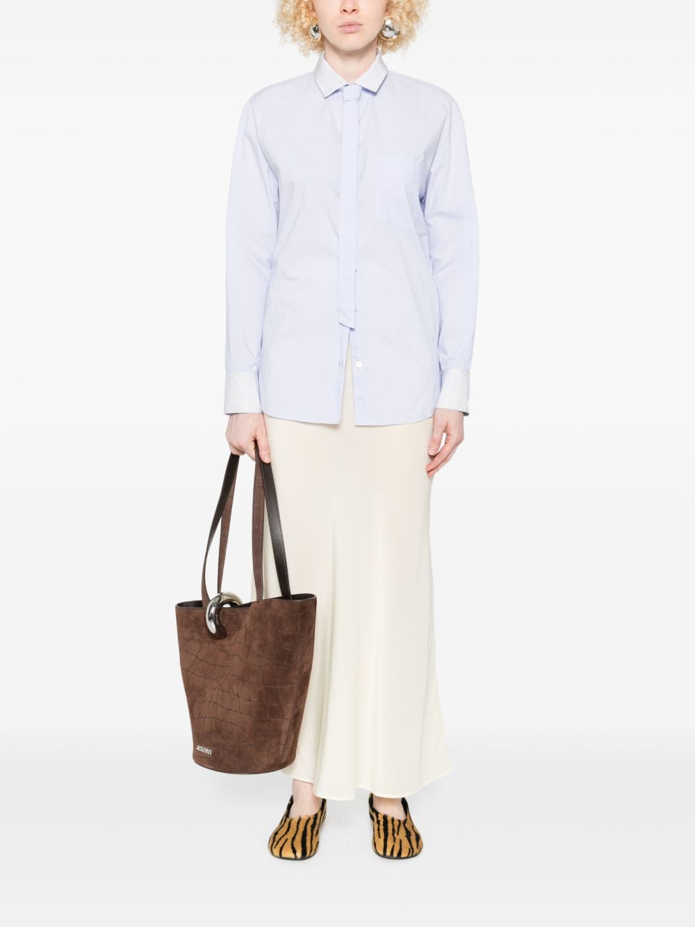 FORTE FORTE Women's Tie Neck Long Sleeve Shirt