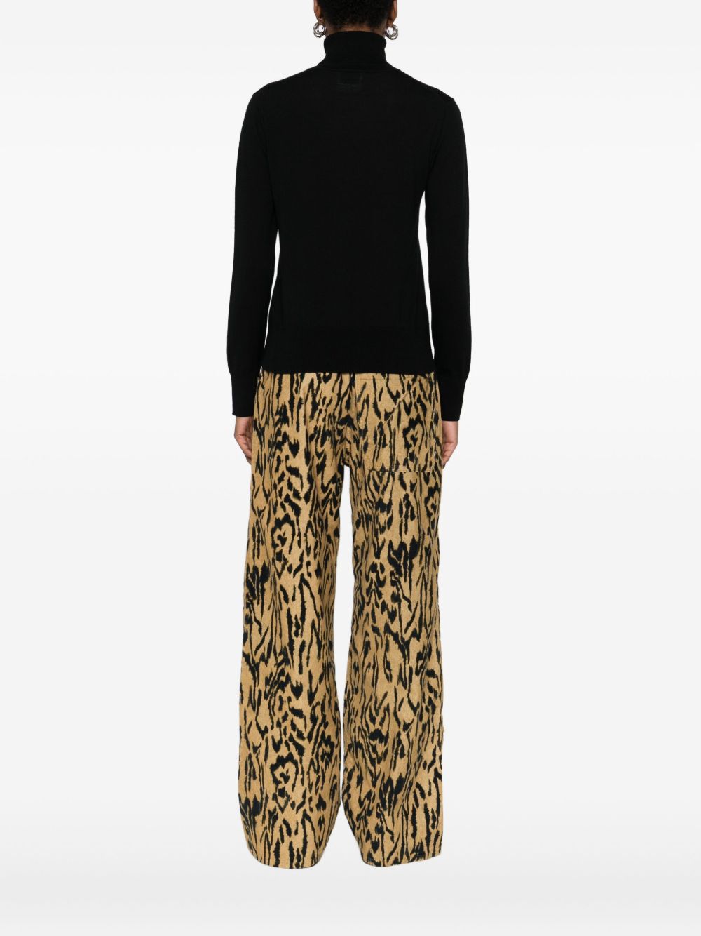 FORTE FORTE Wool Turtle-Neck Sweater with Panelled Design