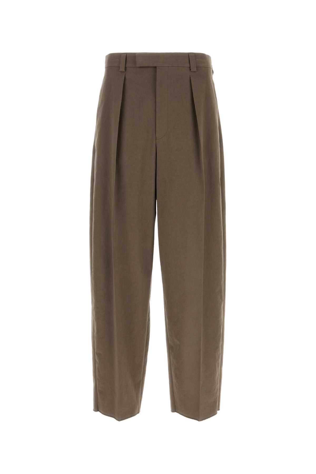 Ferragamo Mud Stretch Cotton Wide-Leg Pants