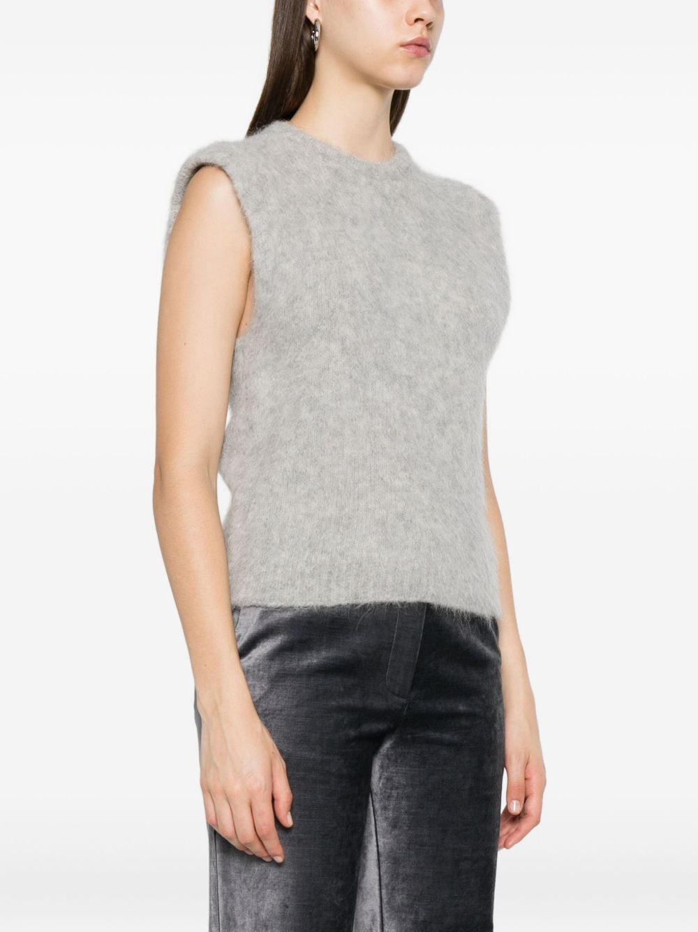 FORTE FORTE Cropped Round Neck Sleeveless Wool Vest