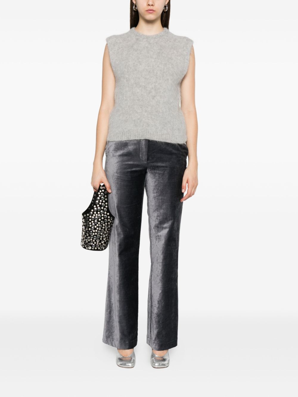 FORTE FORTE Cropped Round Neck Sleeveless Wool Vest