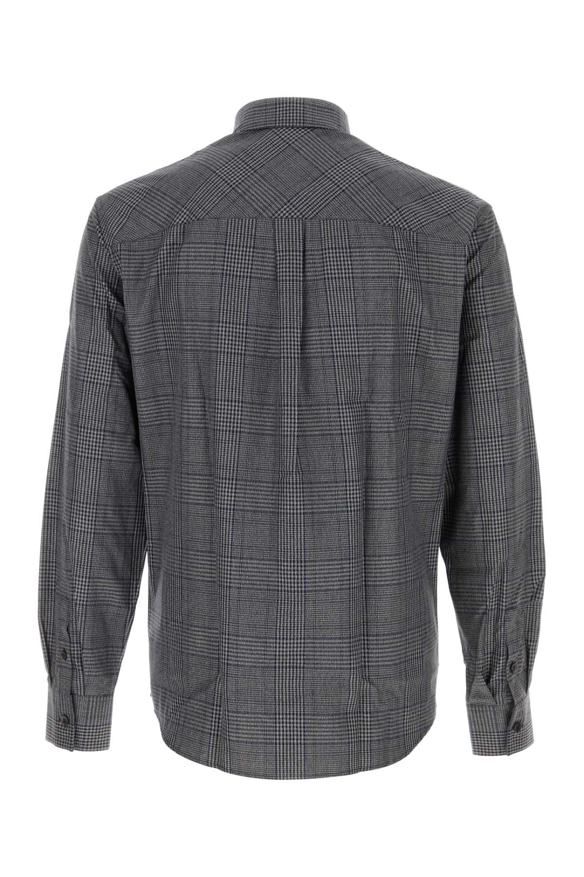 Ferragamo Men's Embroidered Checked Oxford Shirt