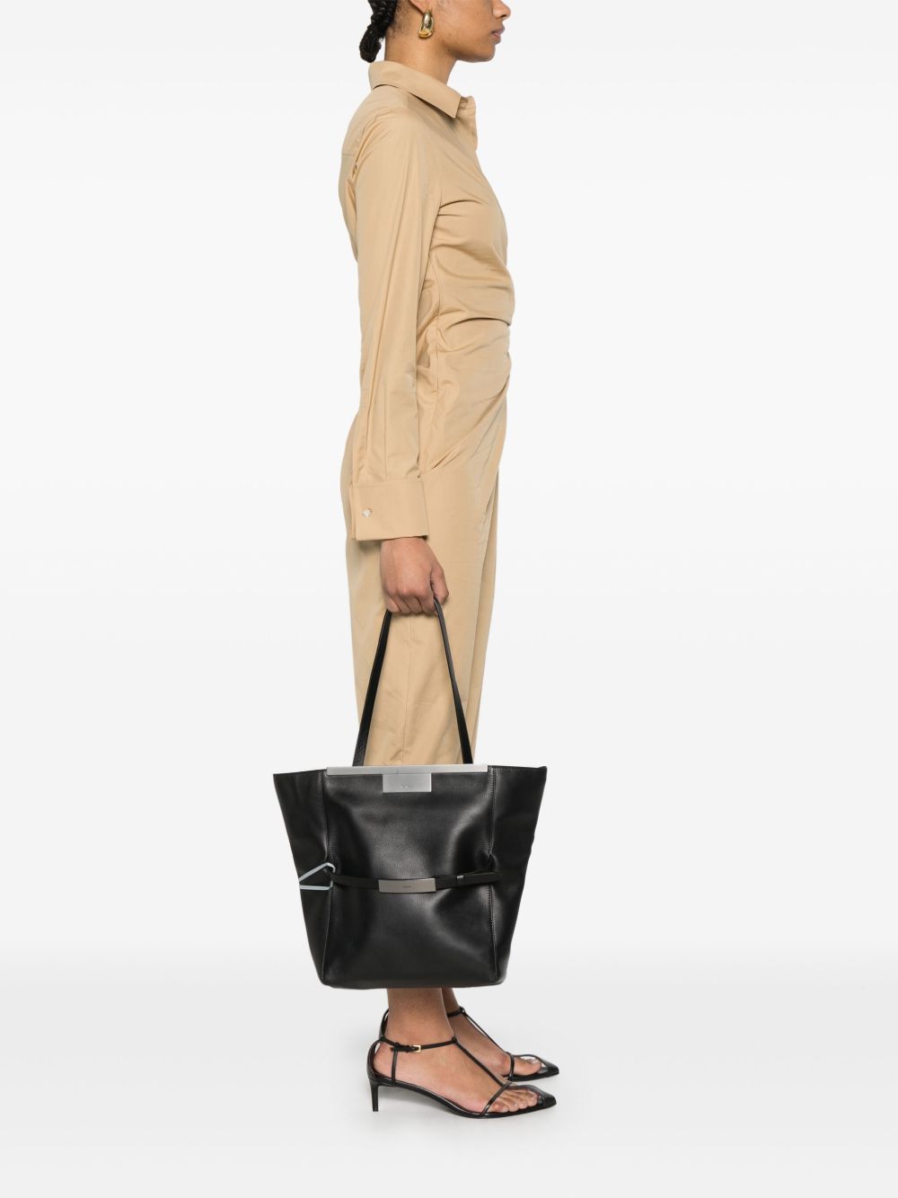 MAX MARA Leather Clutch Handbag with Magnetic Fastening