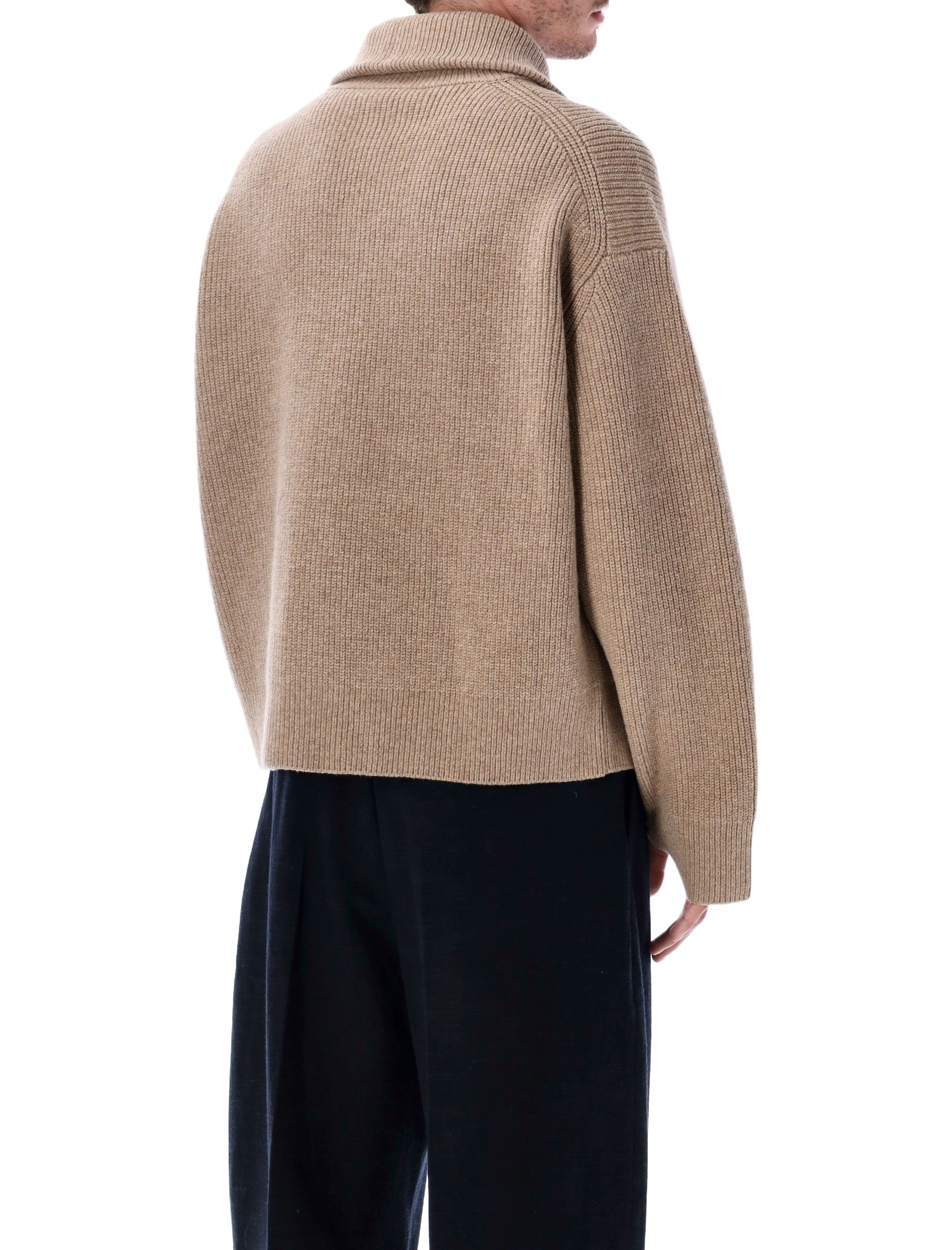 STUDIO NICHOLSON Cropped Zip Cardigan with Thumbhole Cuffs - Size L