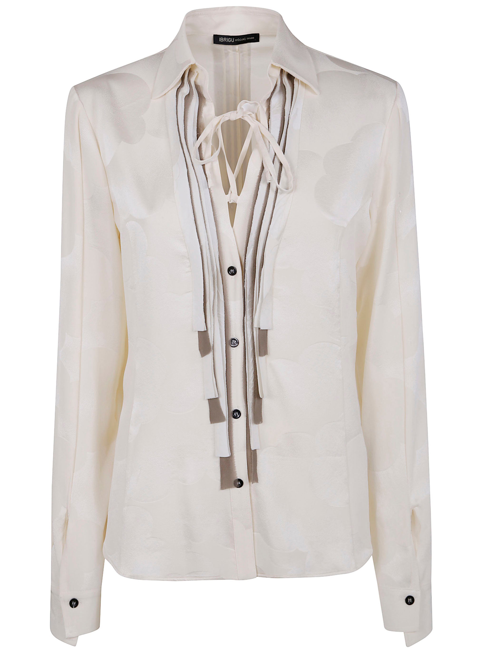 IBRIGU Silk Kimono Shirt with Ruffles