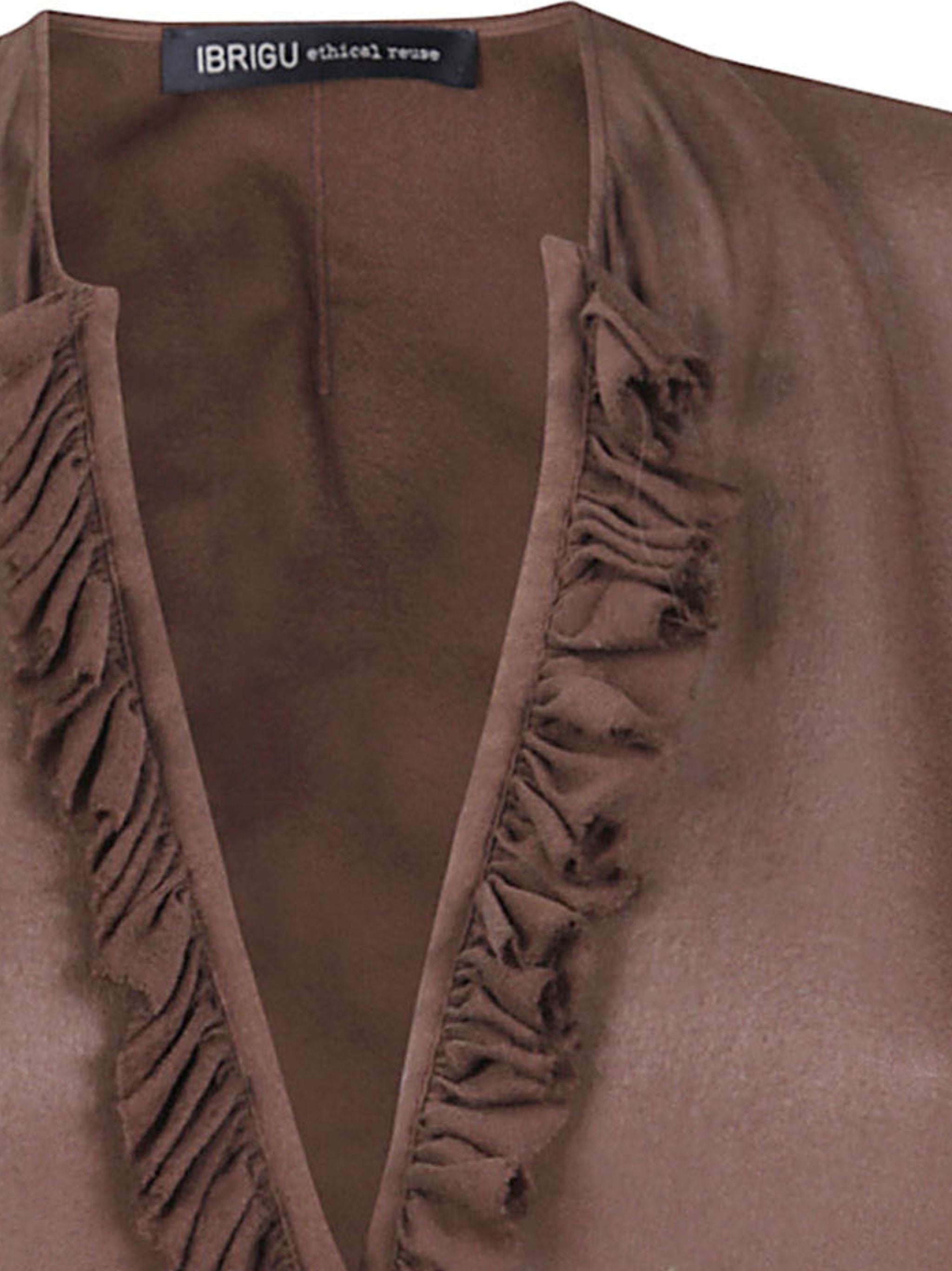 IBRIGU Silk Ruffle Shirt for Women