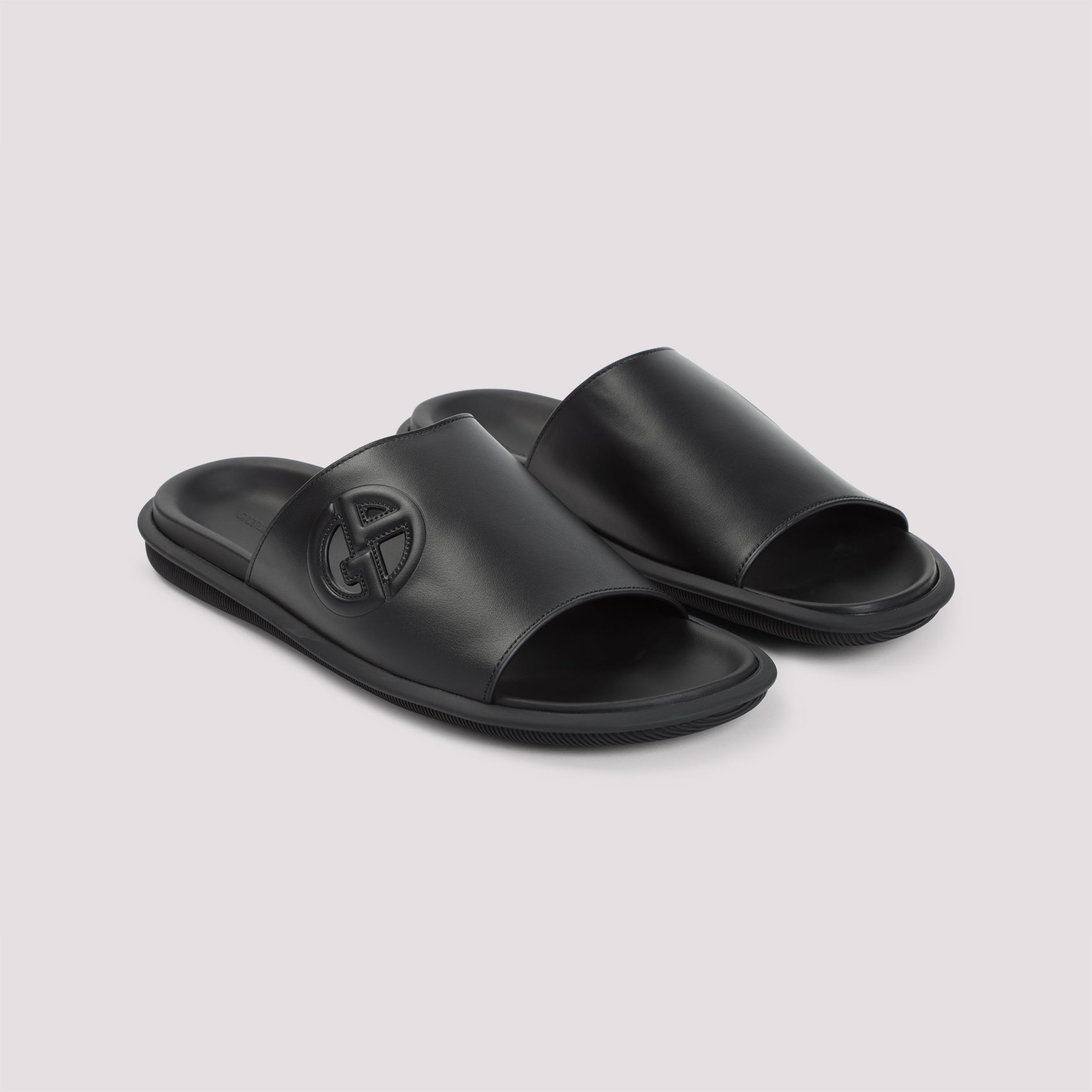 GIORGIO ARMANI Men's Slide Sandals - Crafted from 100% Bovine Leather