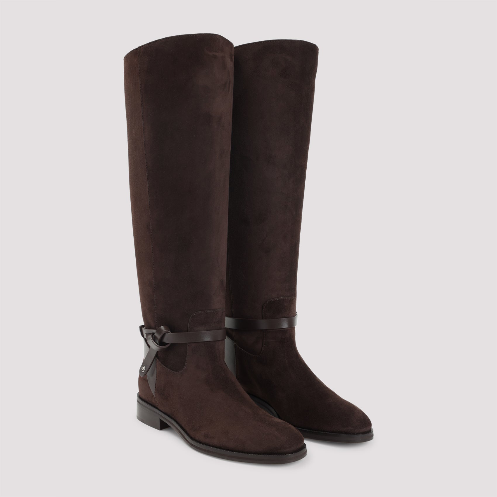 JIMMY CHOO Suede Lawton Kb Flat Boots