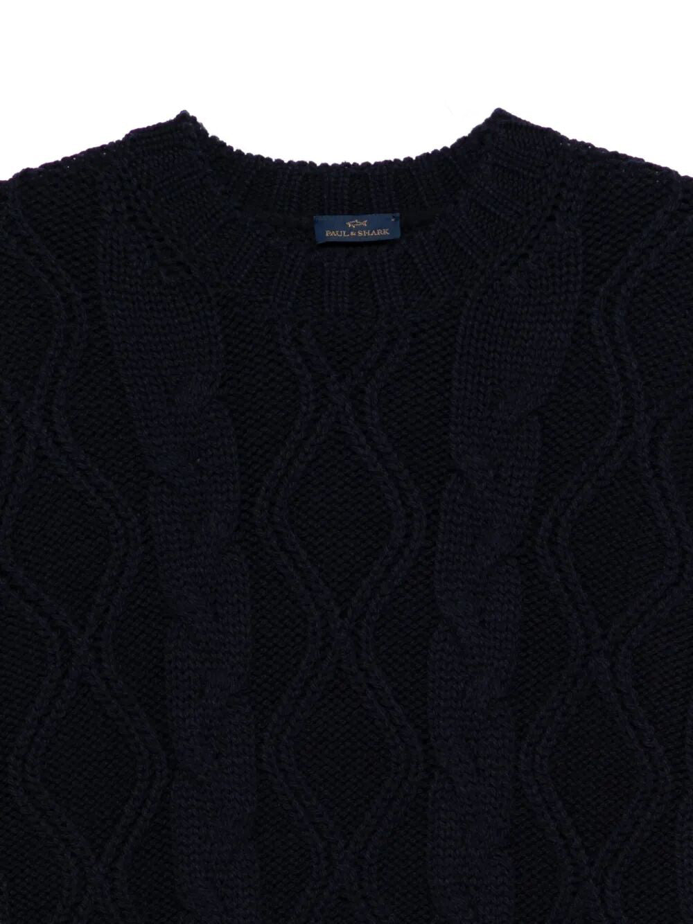 PAUL & SHARK Men's Cable Knit Crewneck Wool Sweater