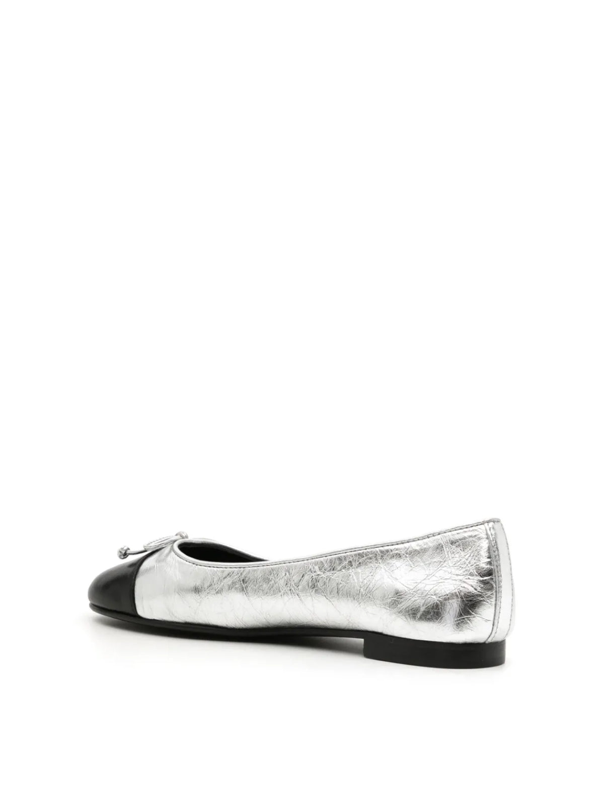 TORY BURCH Metallic Leather Cap-Toe Logo Ballerina Flats